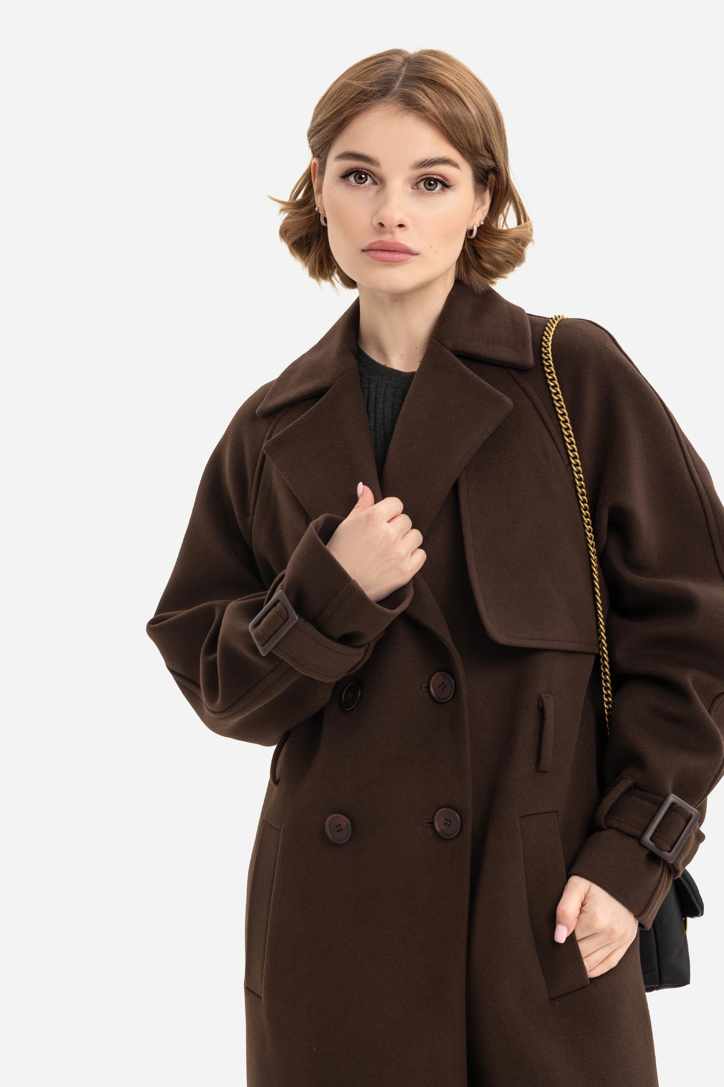 Double-breasted solid coat