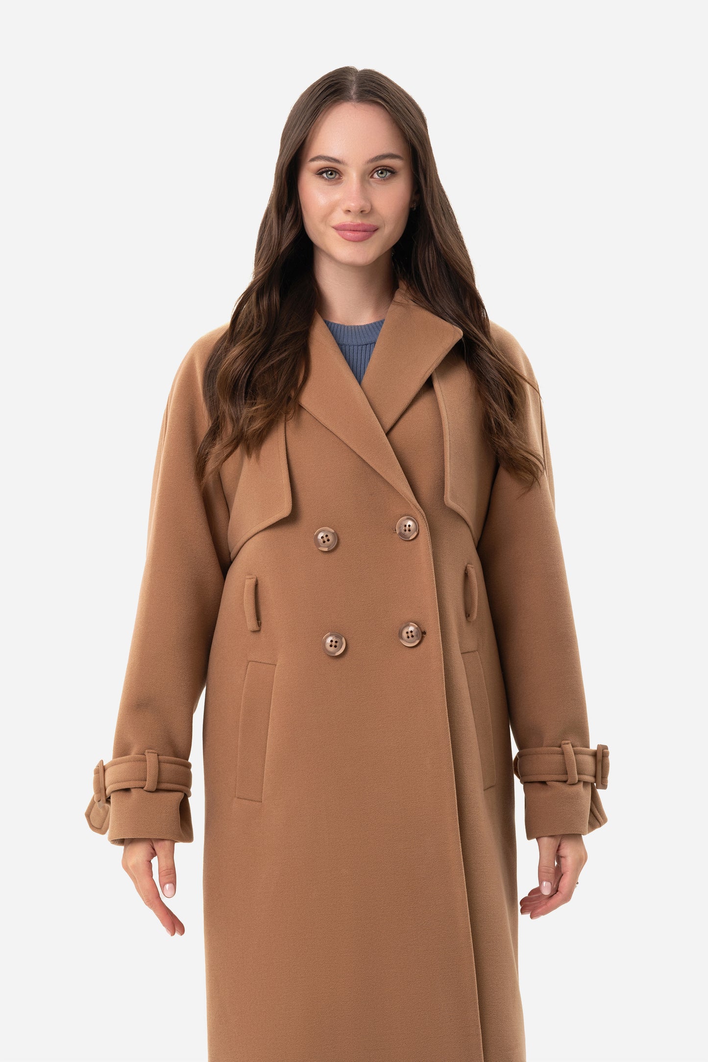 Double-breasted solid coat