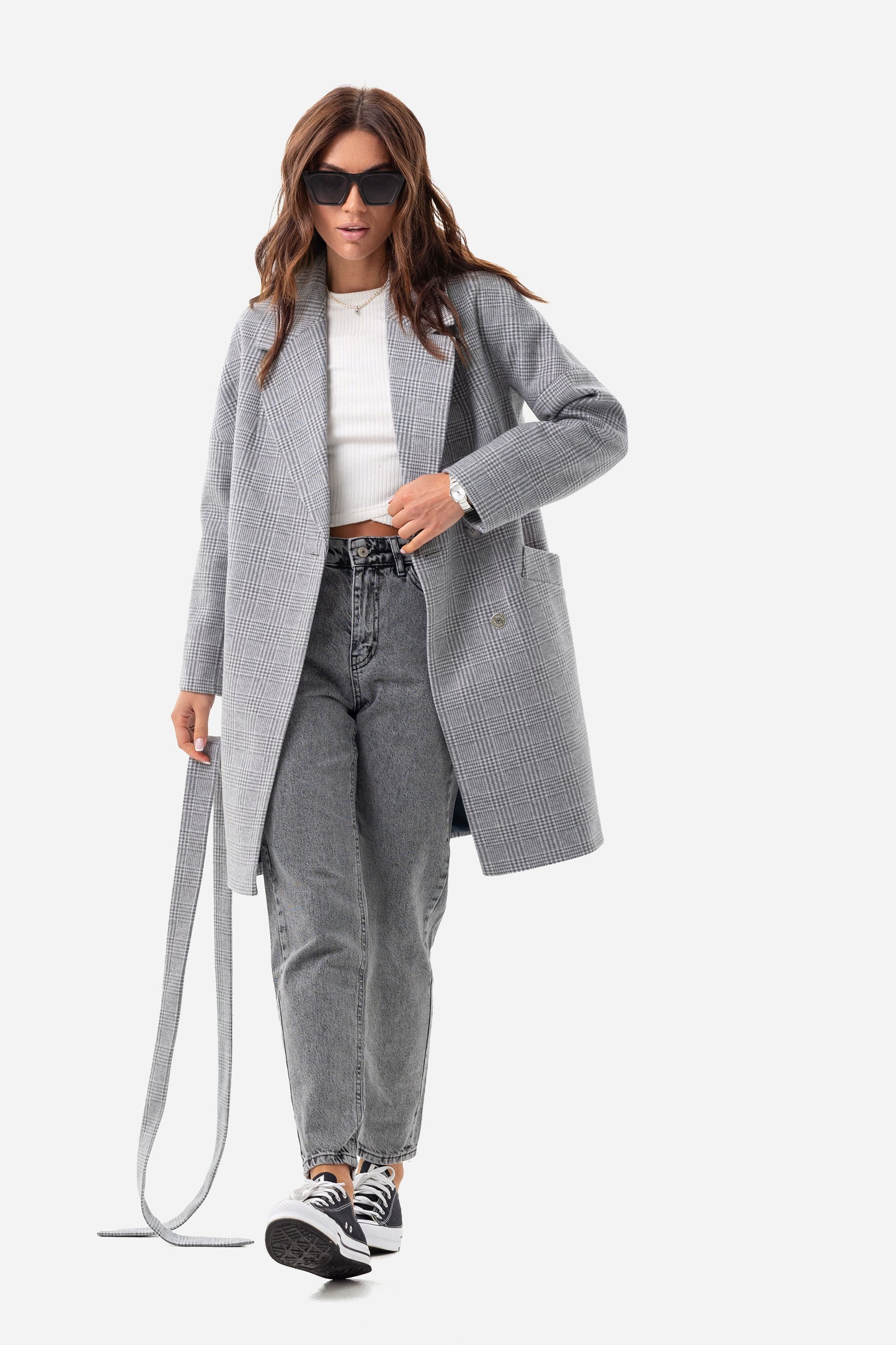 Women's oversized checked coat