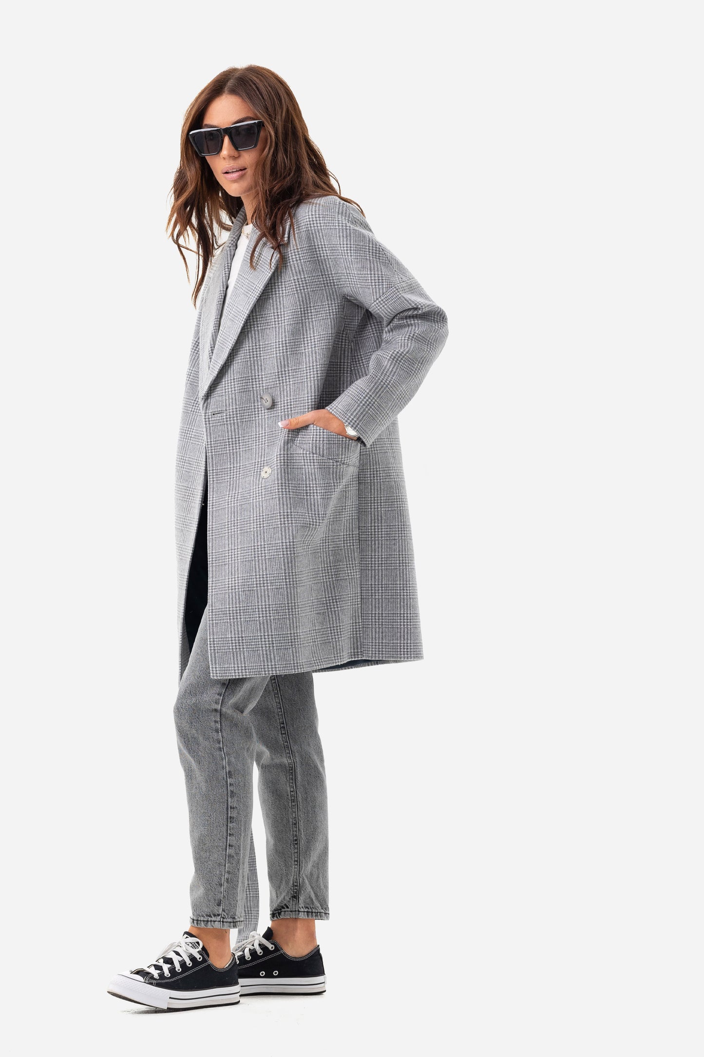 Women's oversized checked coat