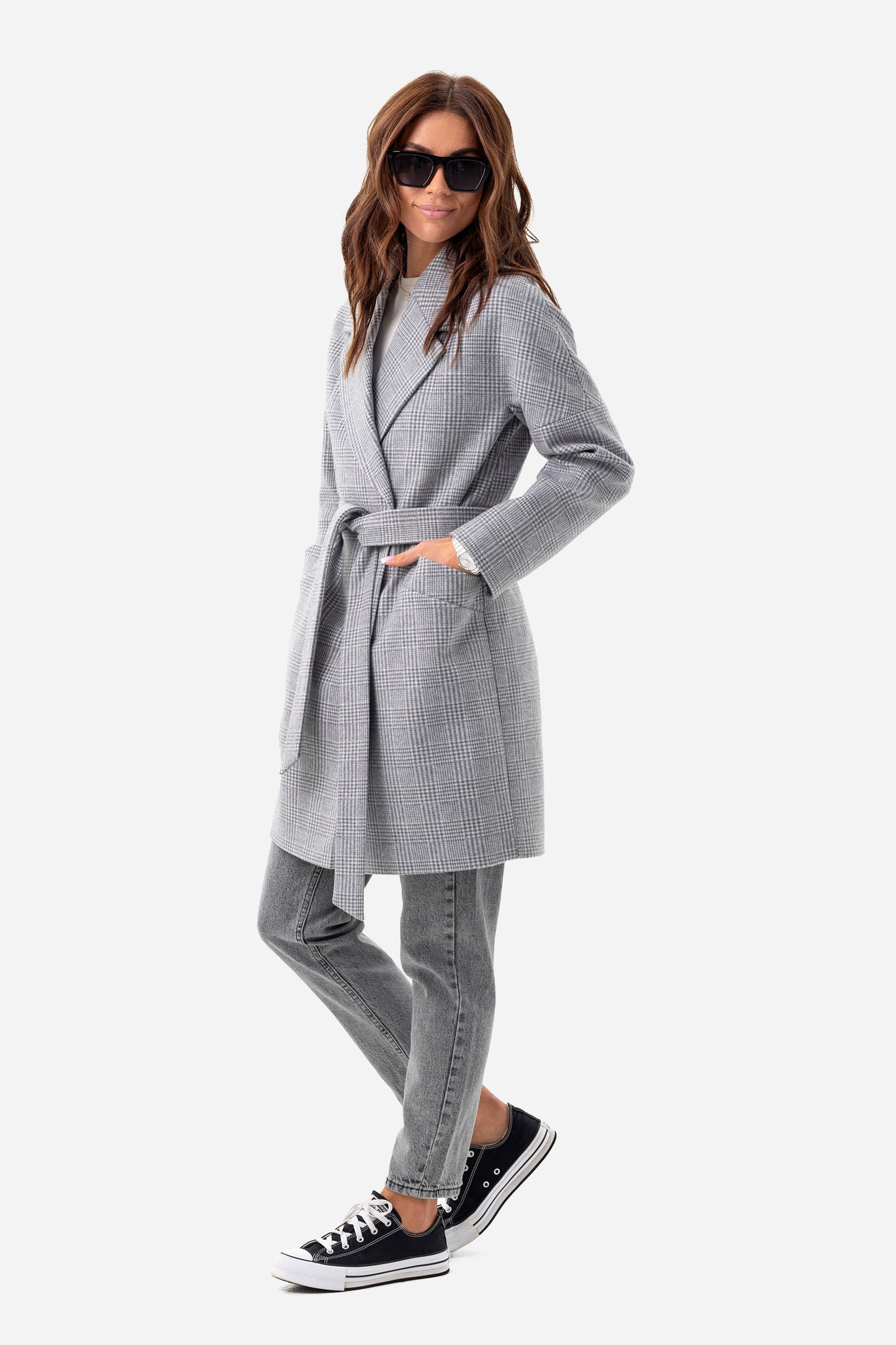 Women's oversized checked coat