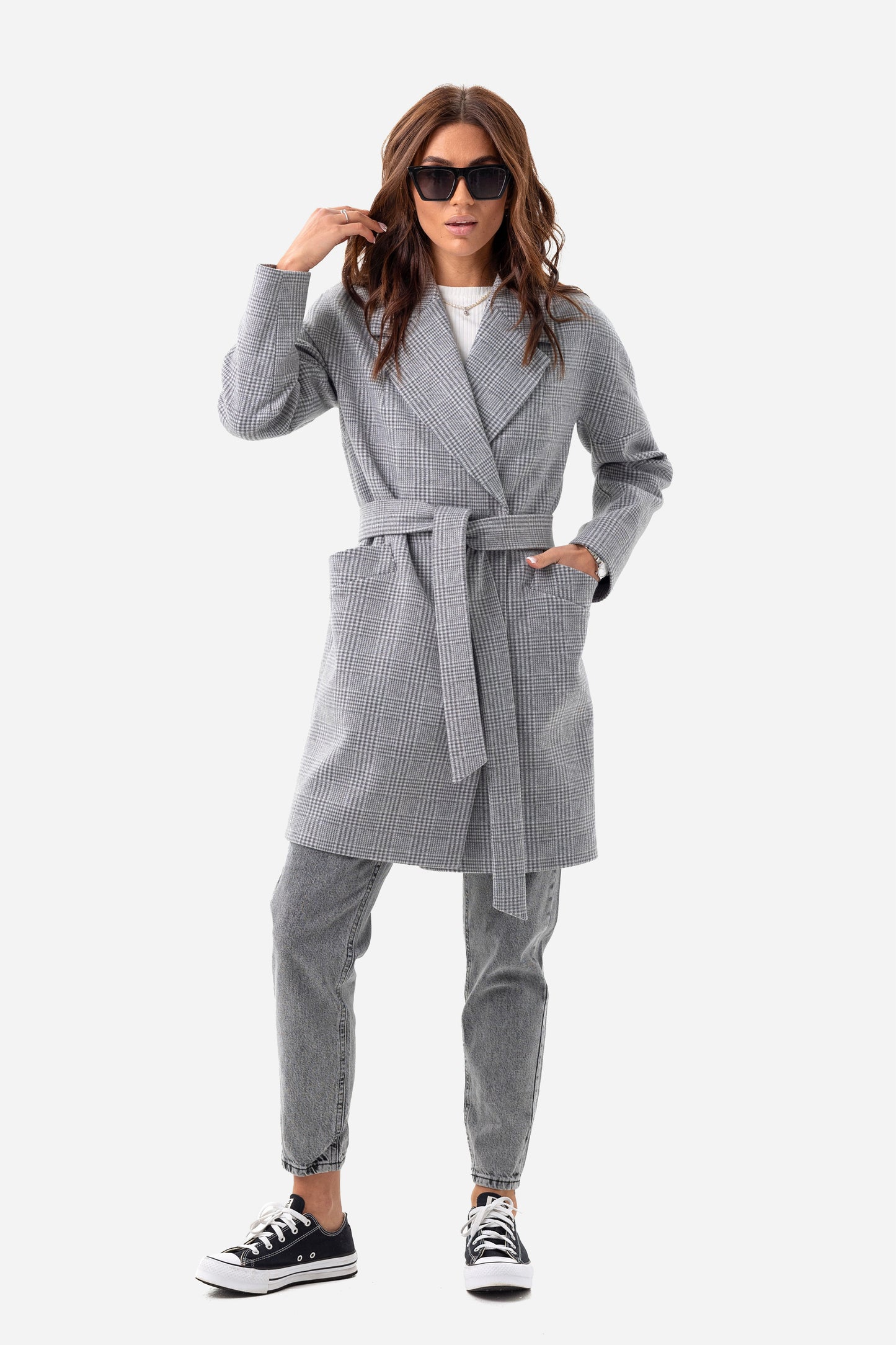 Women's oversized checked coat