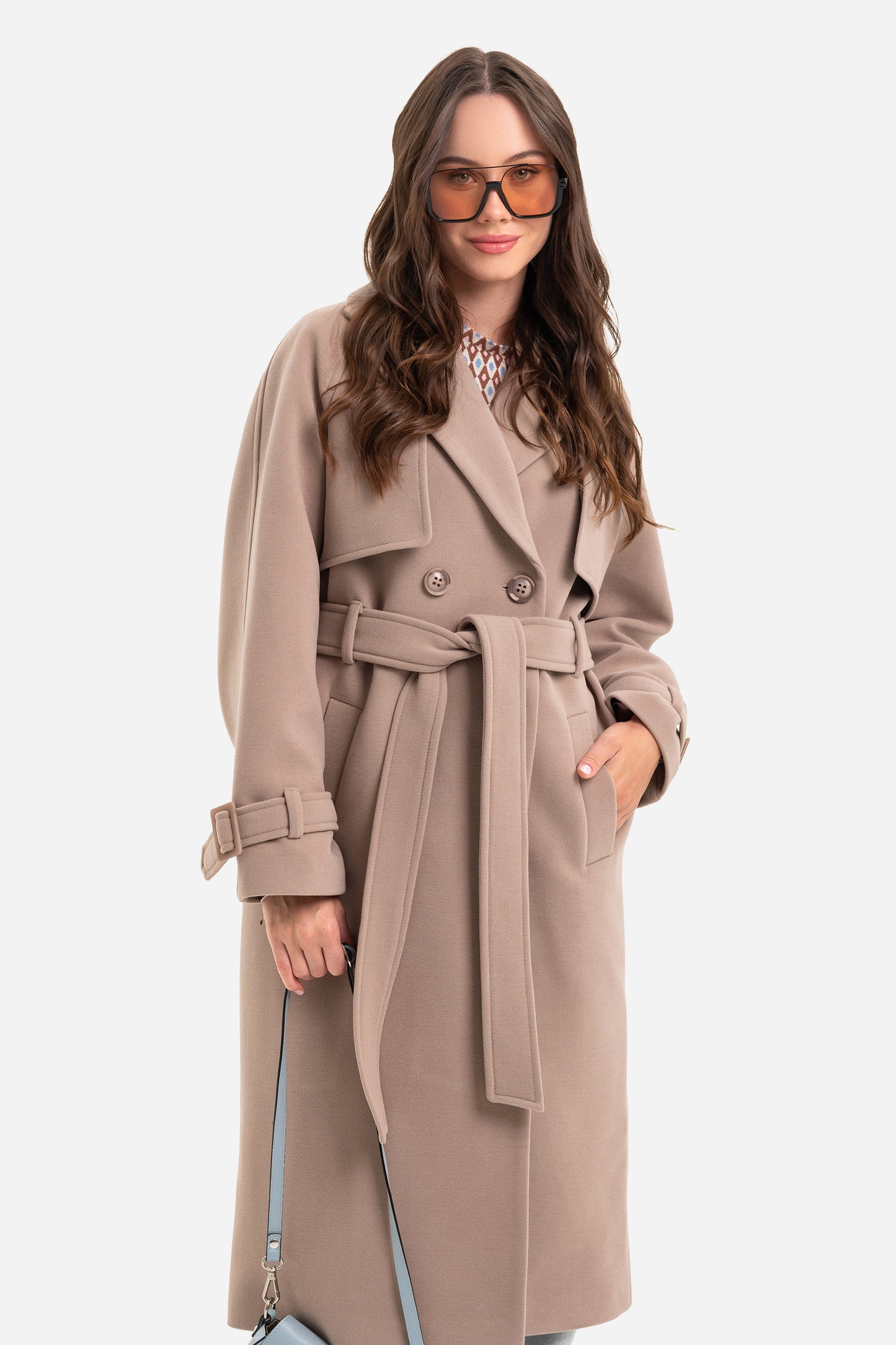 Double-breasted solid coat