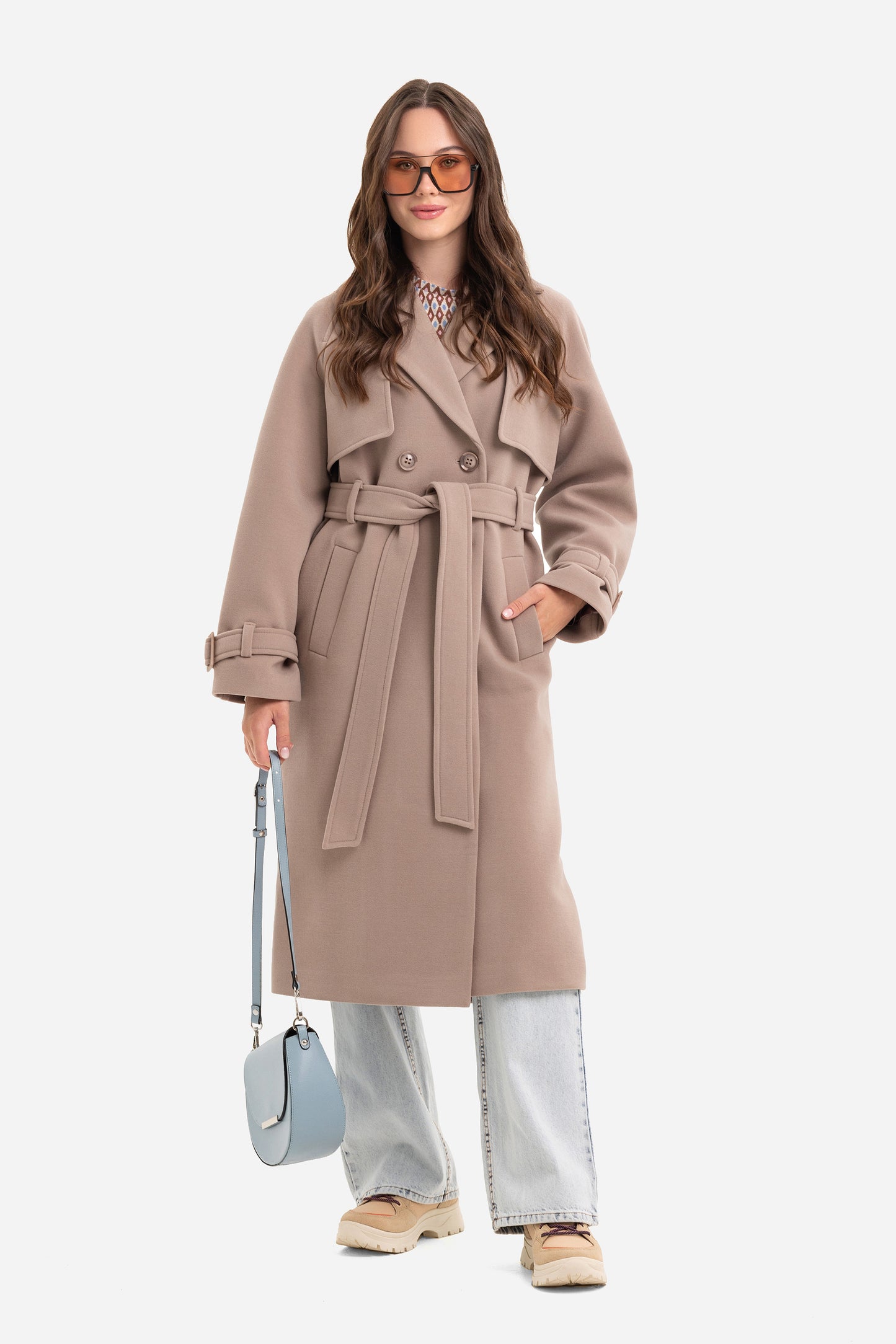 Double-breasted solid coat