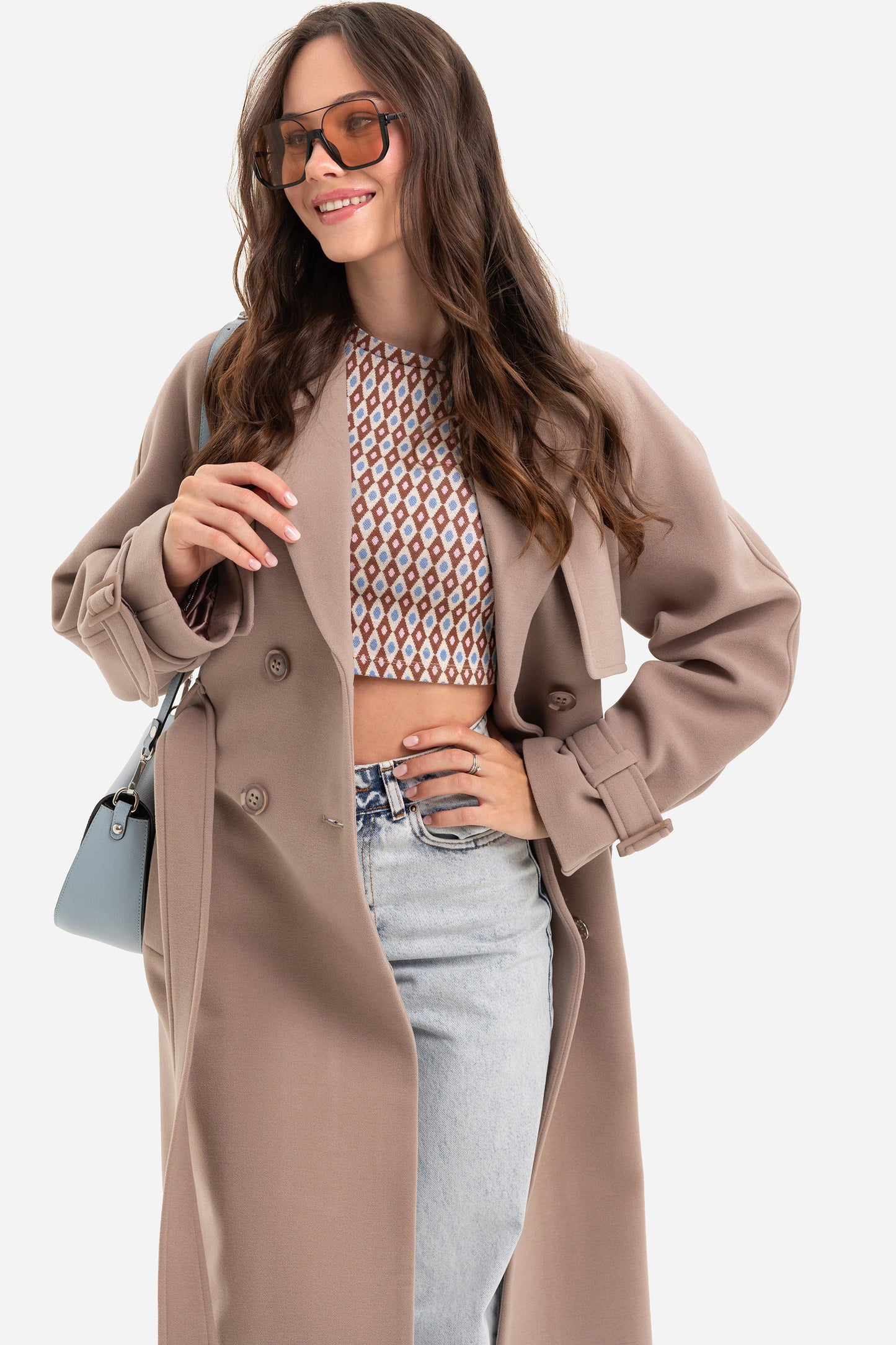 Double-breasted solid coat