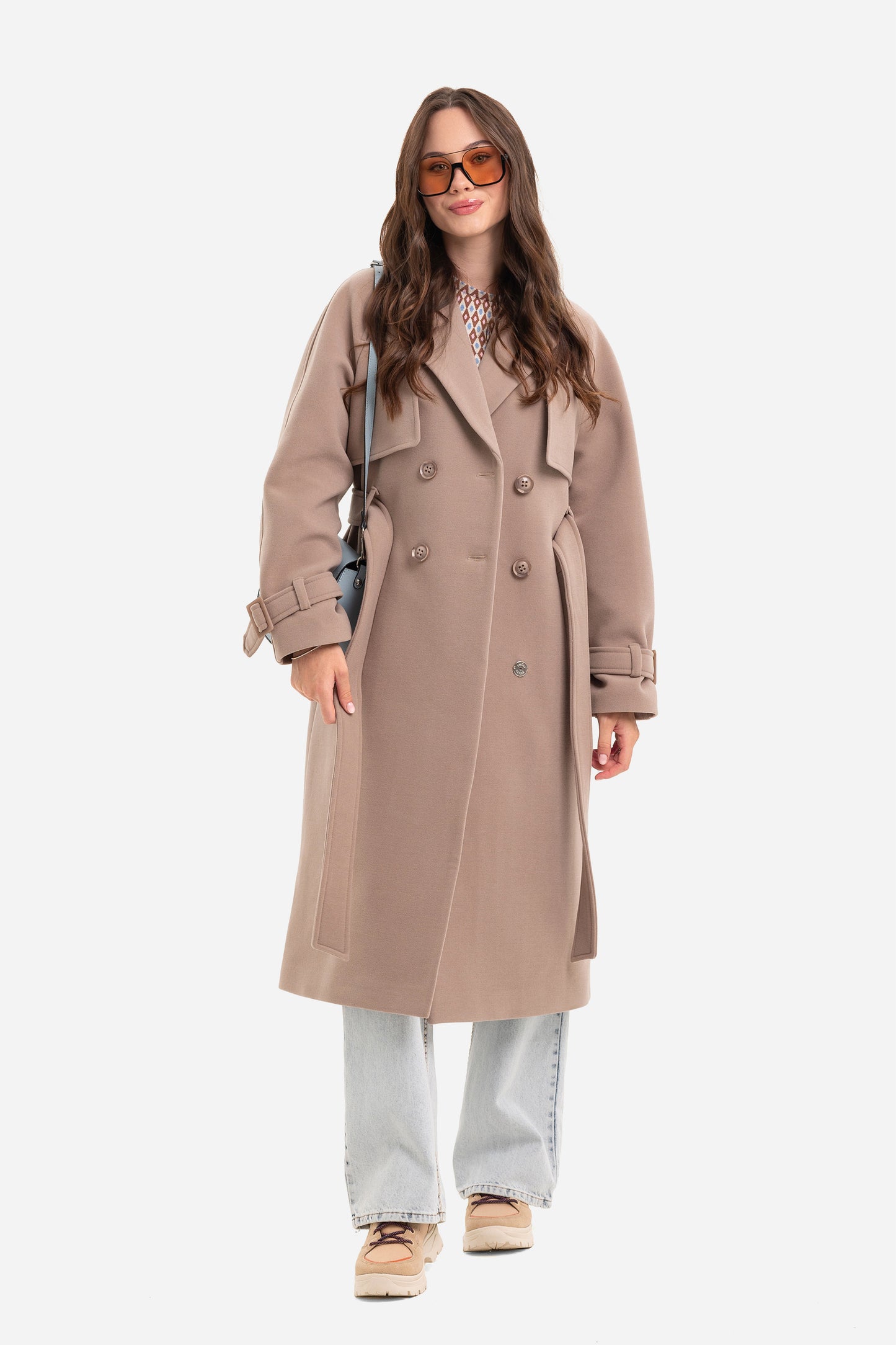 Double-breasted solid coat