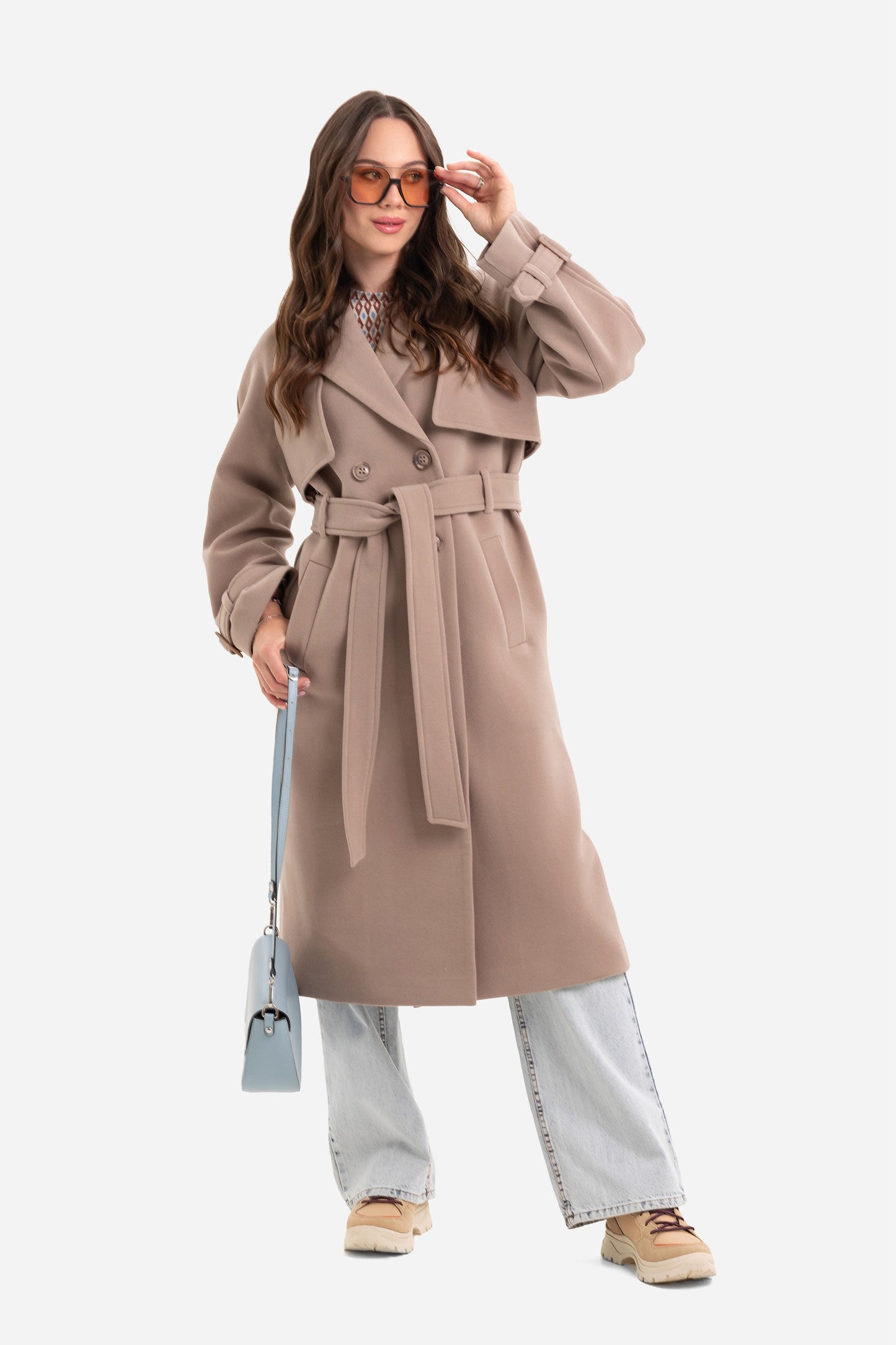 Double-breasted solid coat