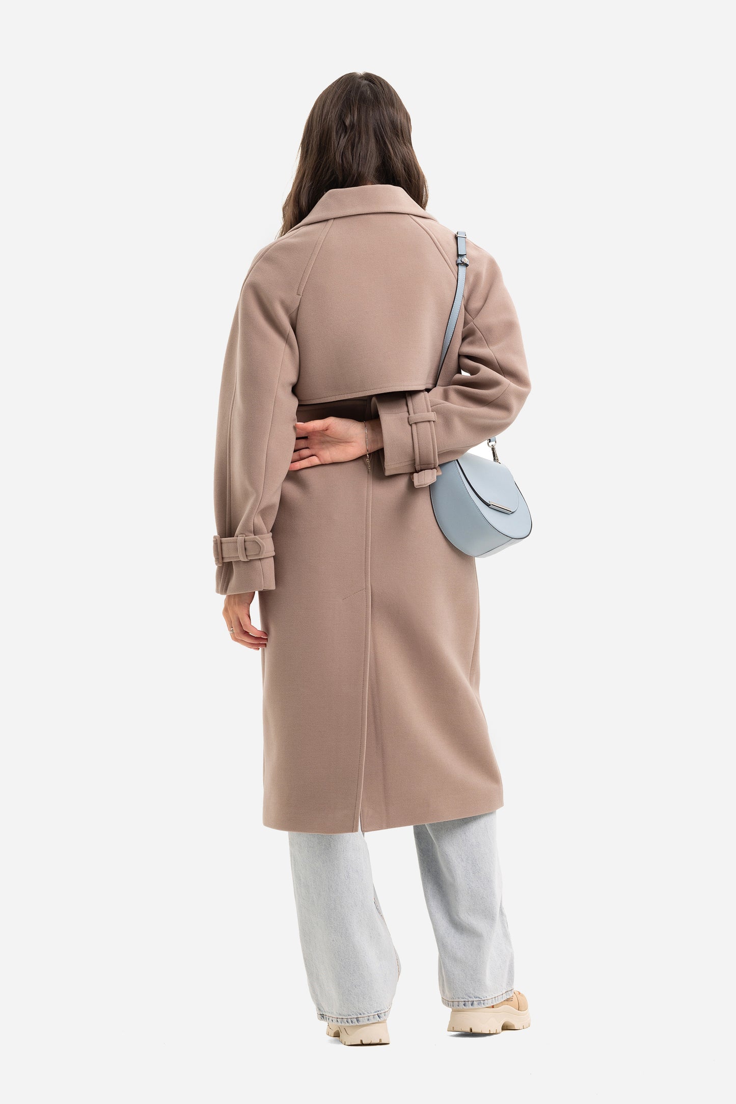 Double-breasted solid coat