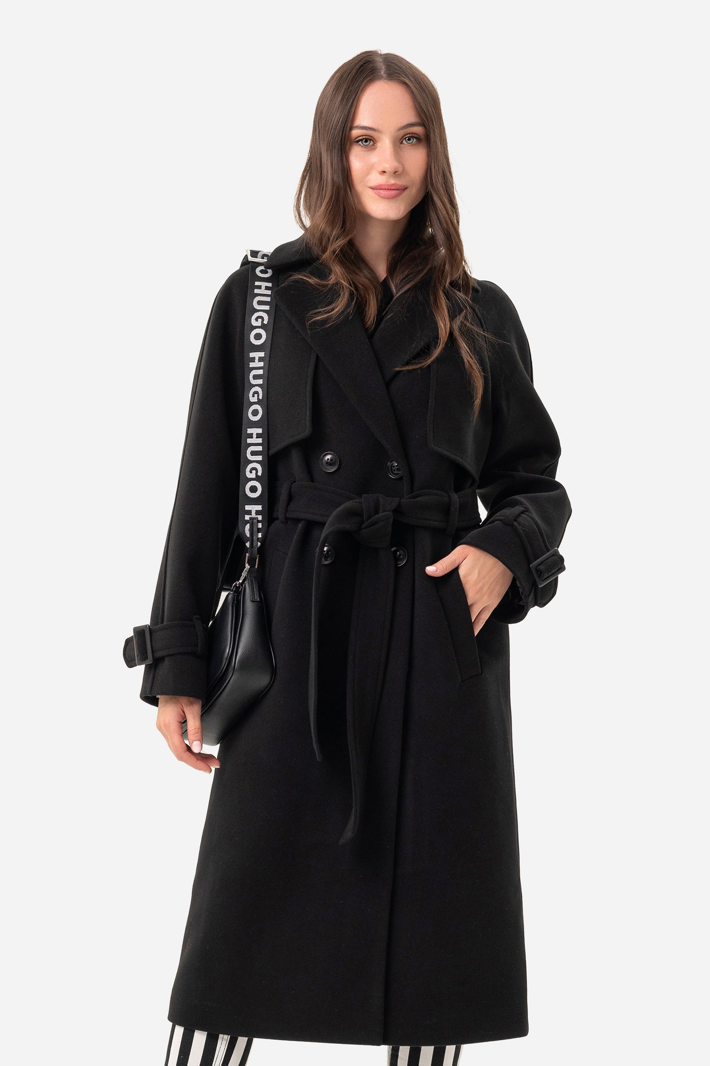 Double-breasted solid coat