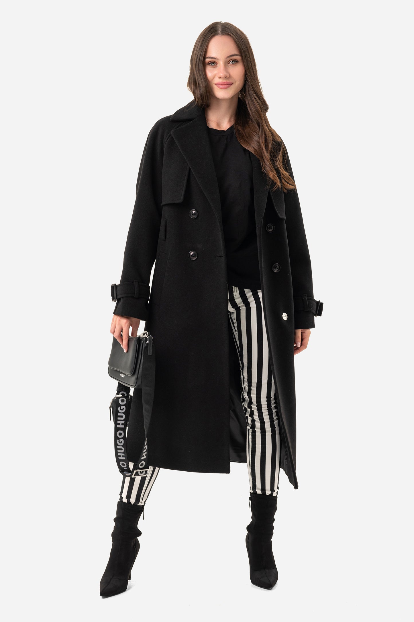 Double-breasted solid coat