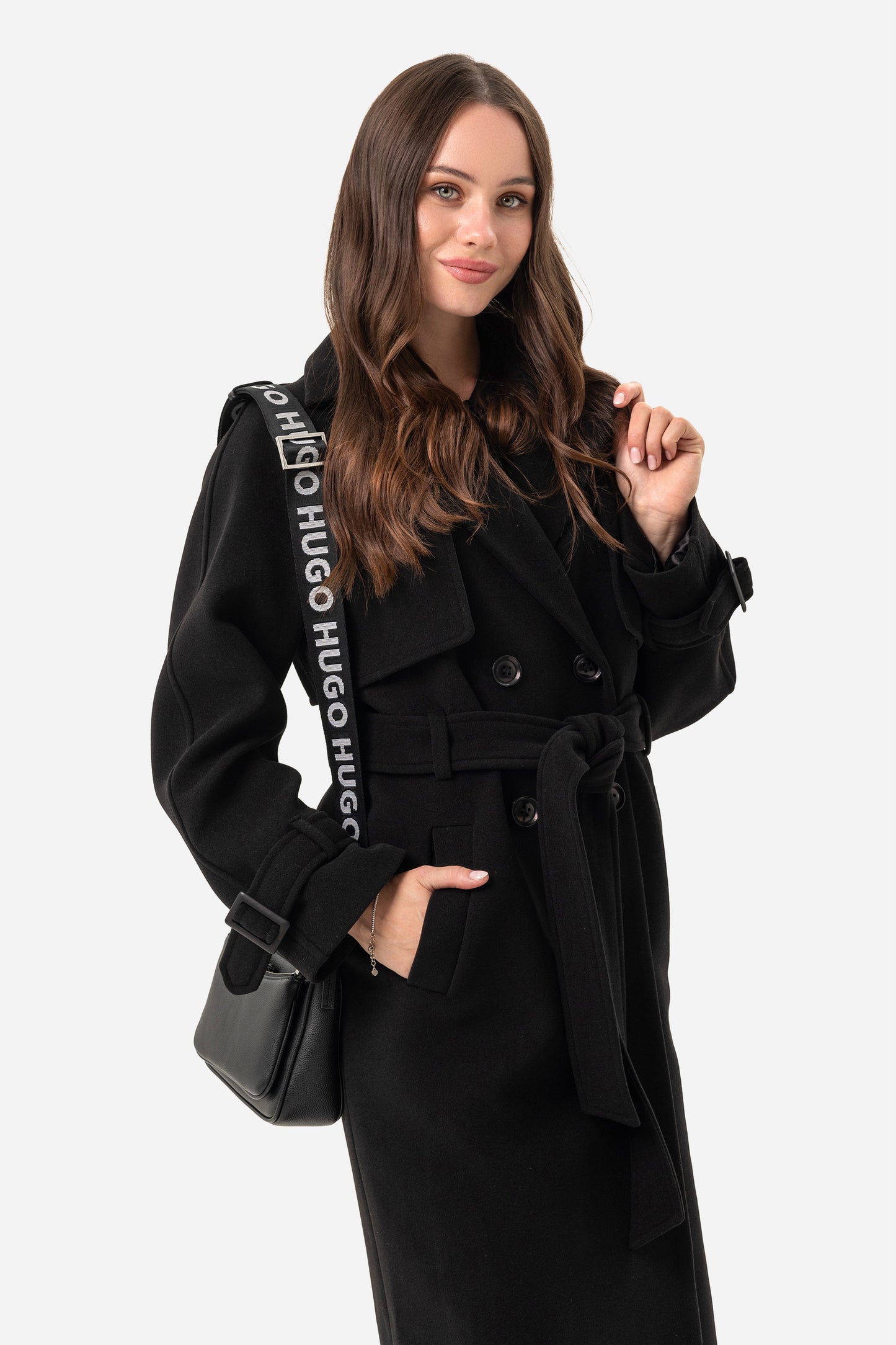 Double-breasted solid coat