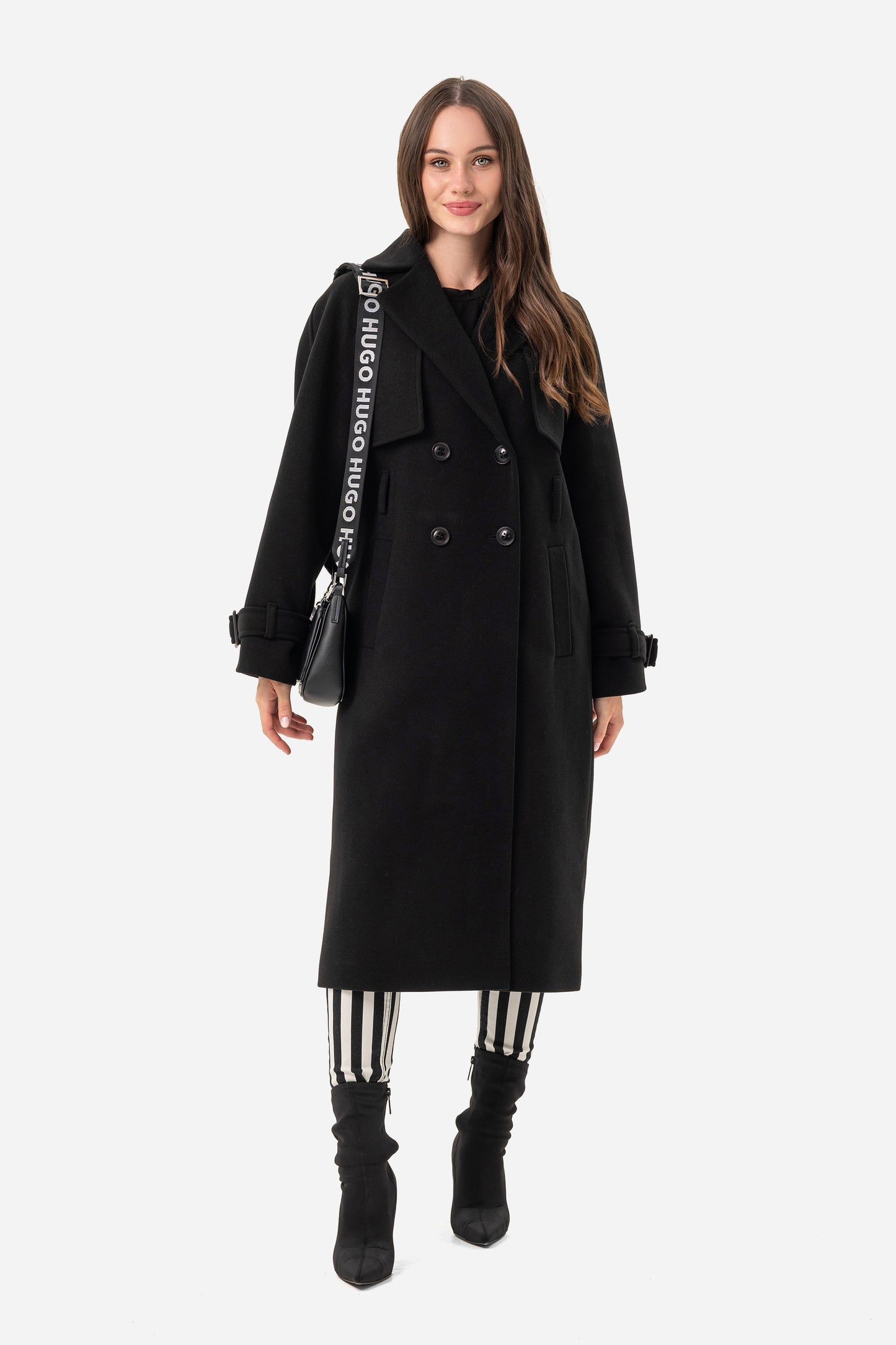 Double-breasted solid coat