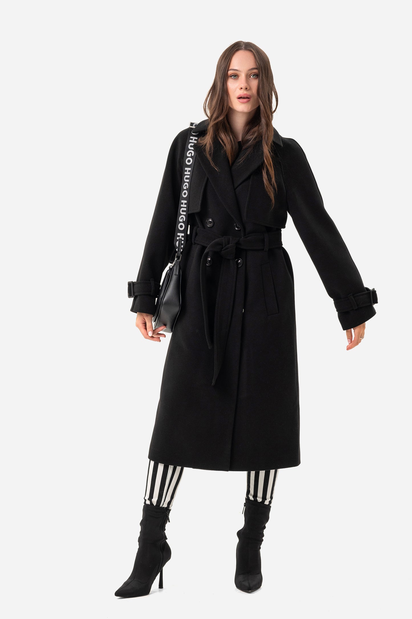 Double-breasted solid coat