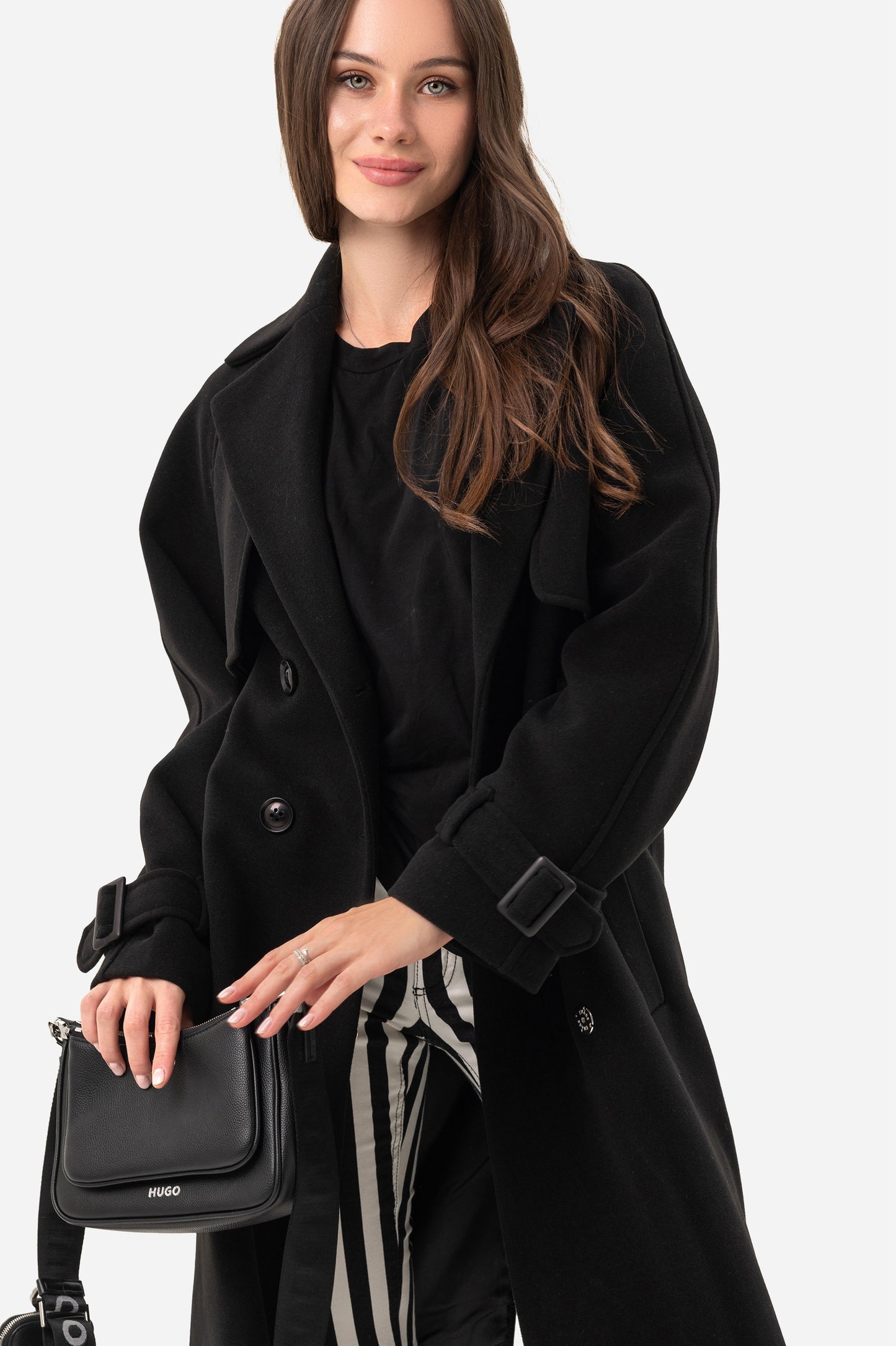 Double-breasted solid coat