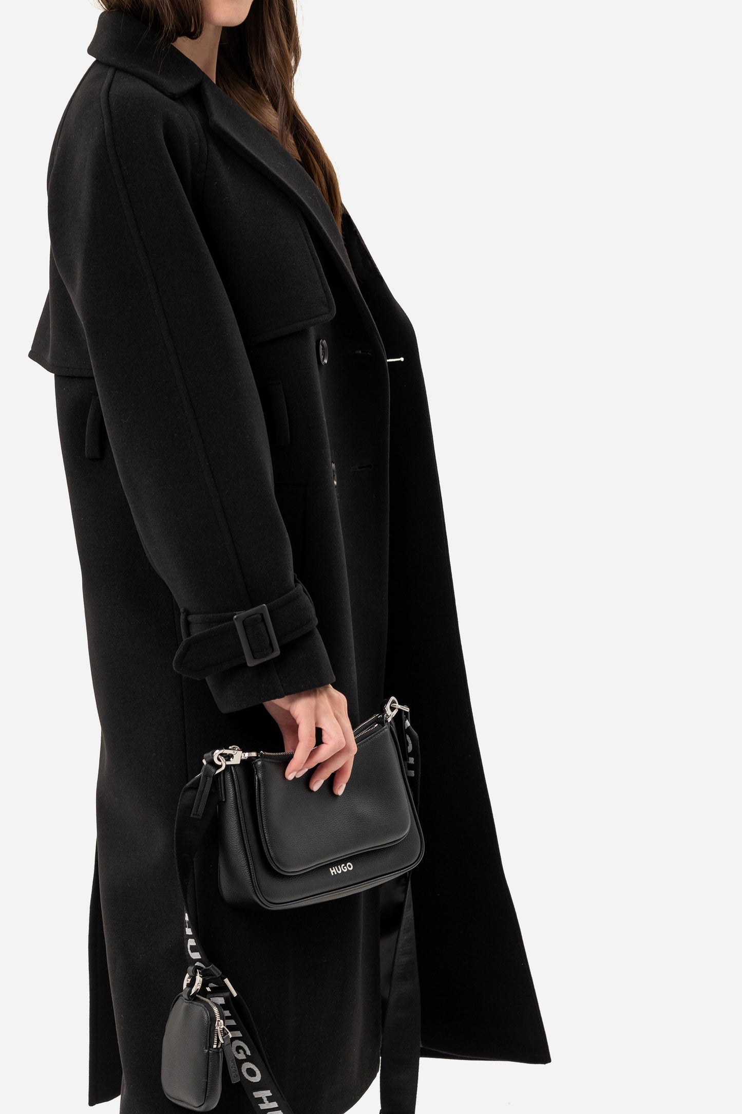 Double-breasted solid coat