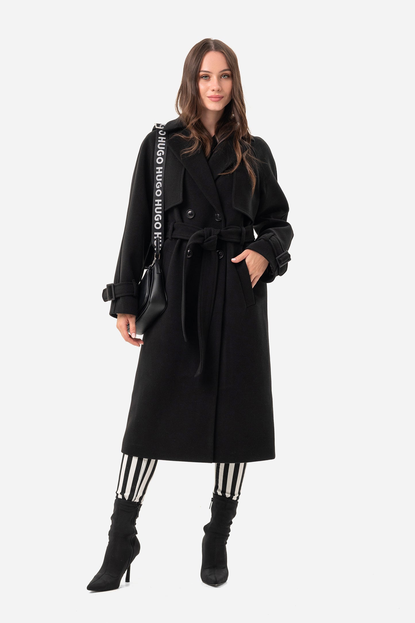 Double-breasted solid coat