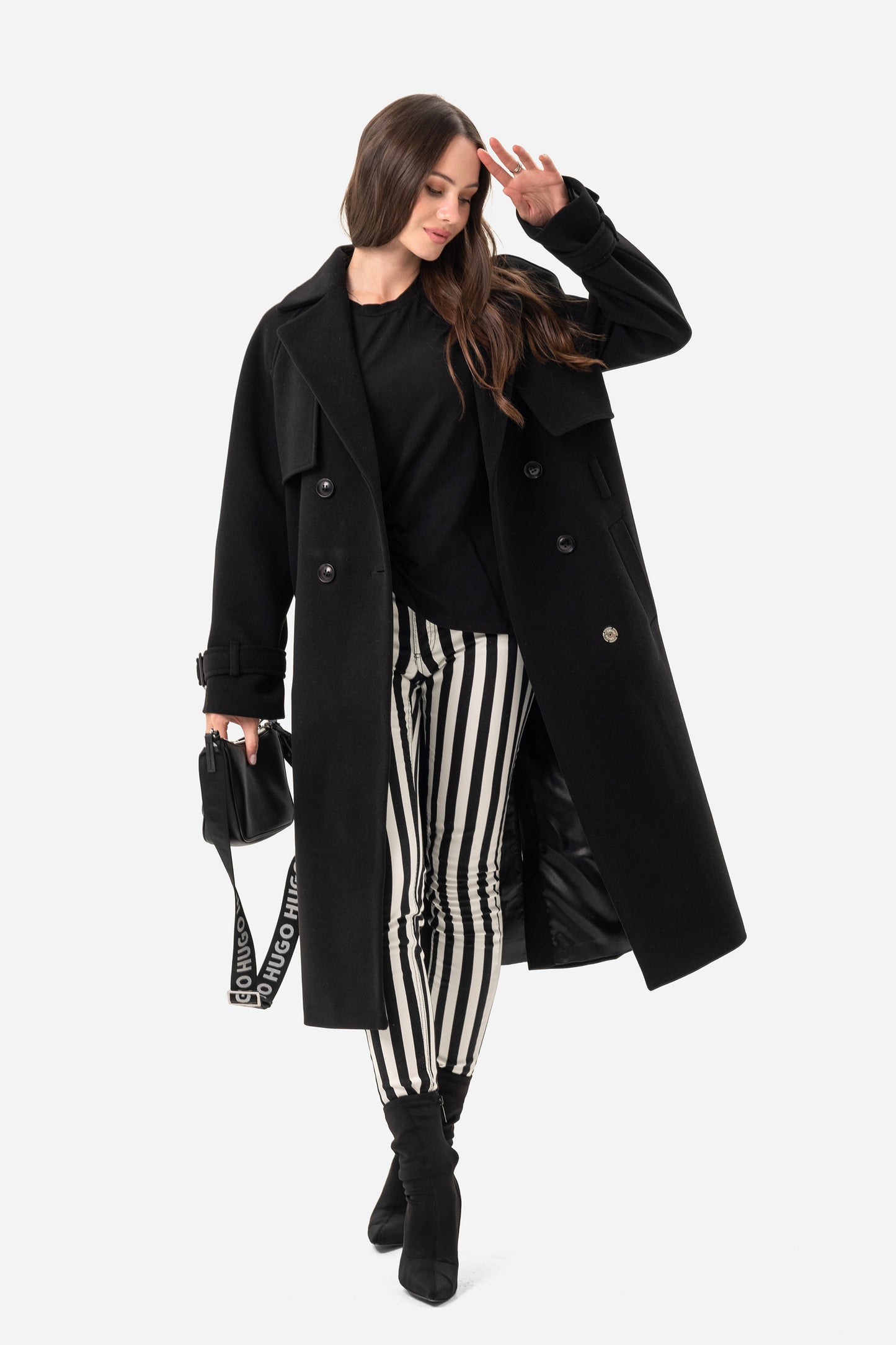 Double-breasted solid coat