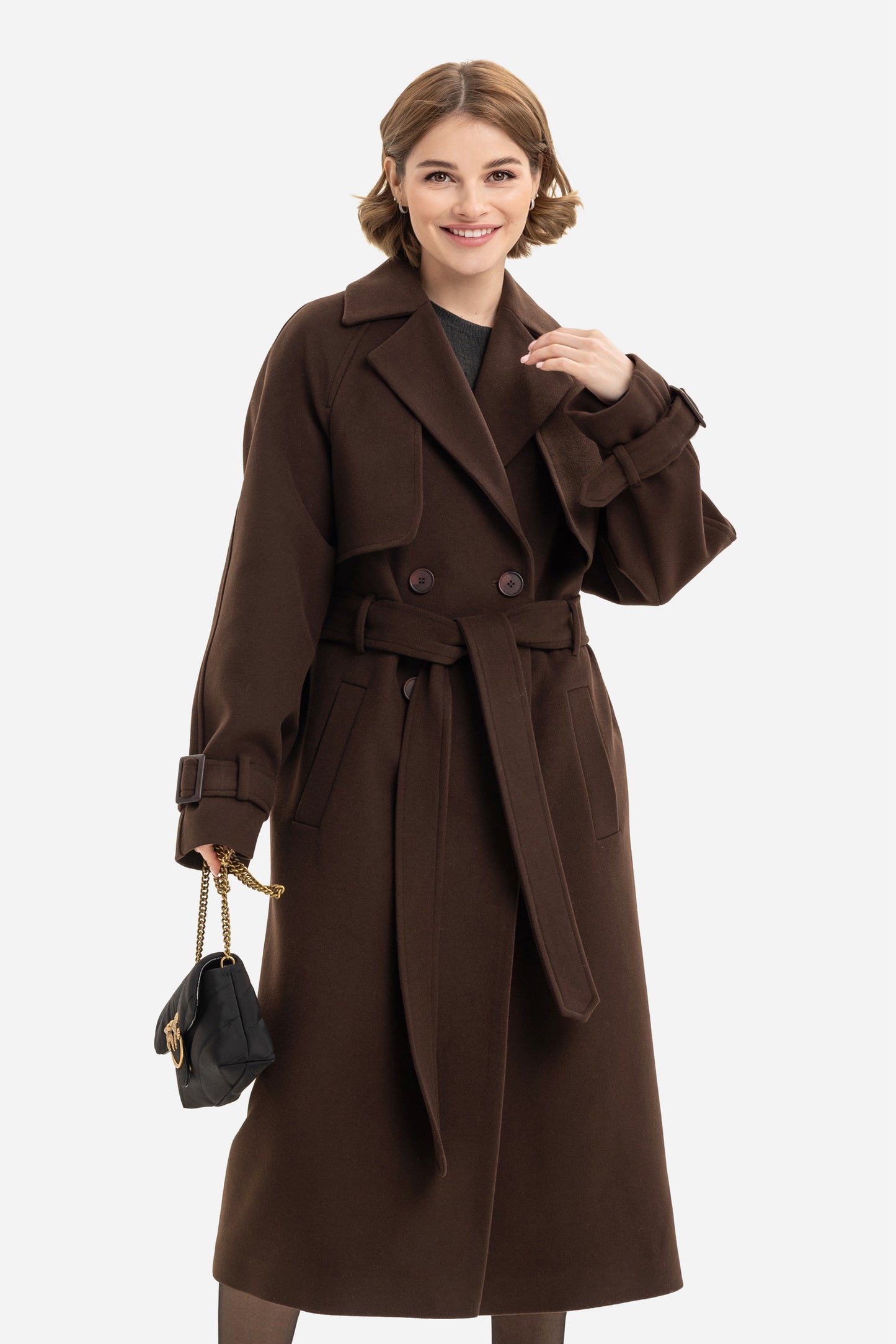 Double-breasted solid coat