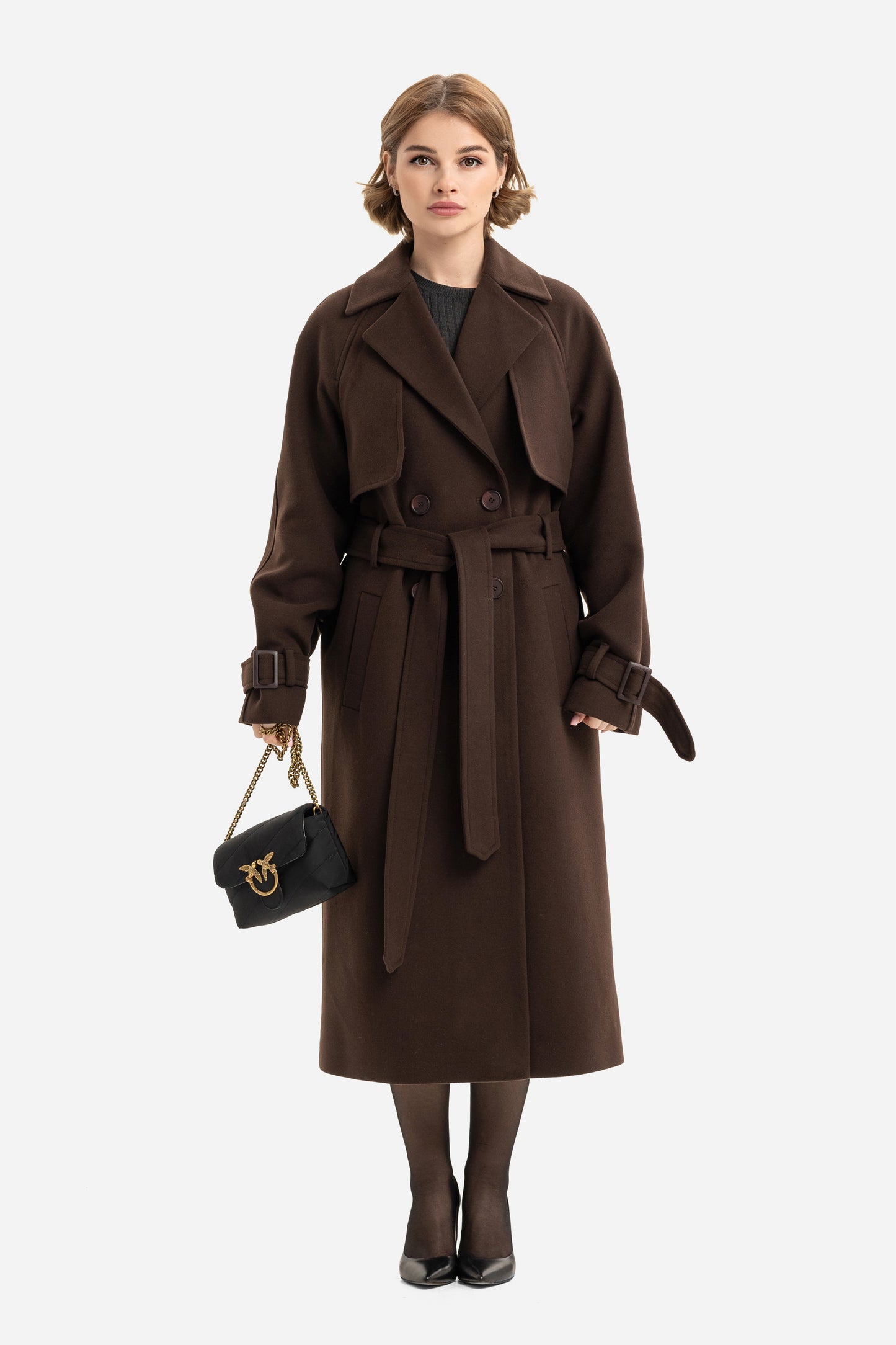 Double-breasted solid coat