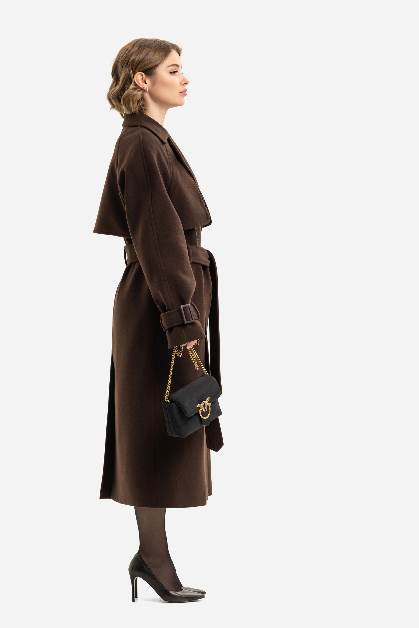 Double-breasted solid coat