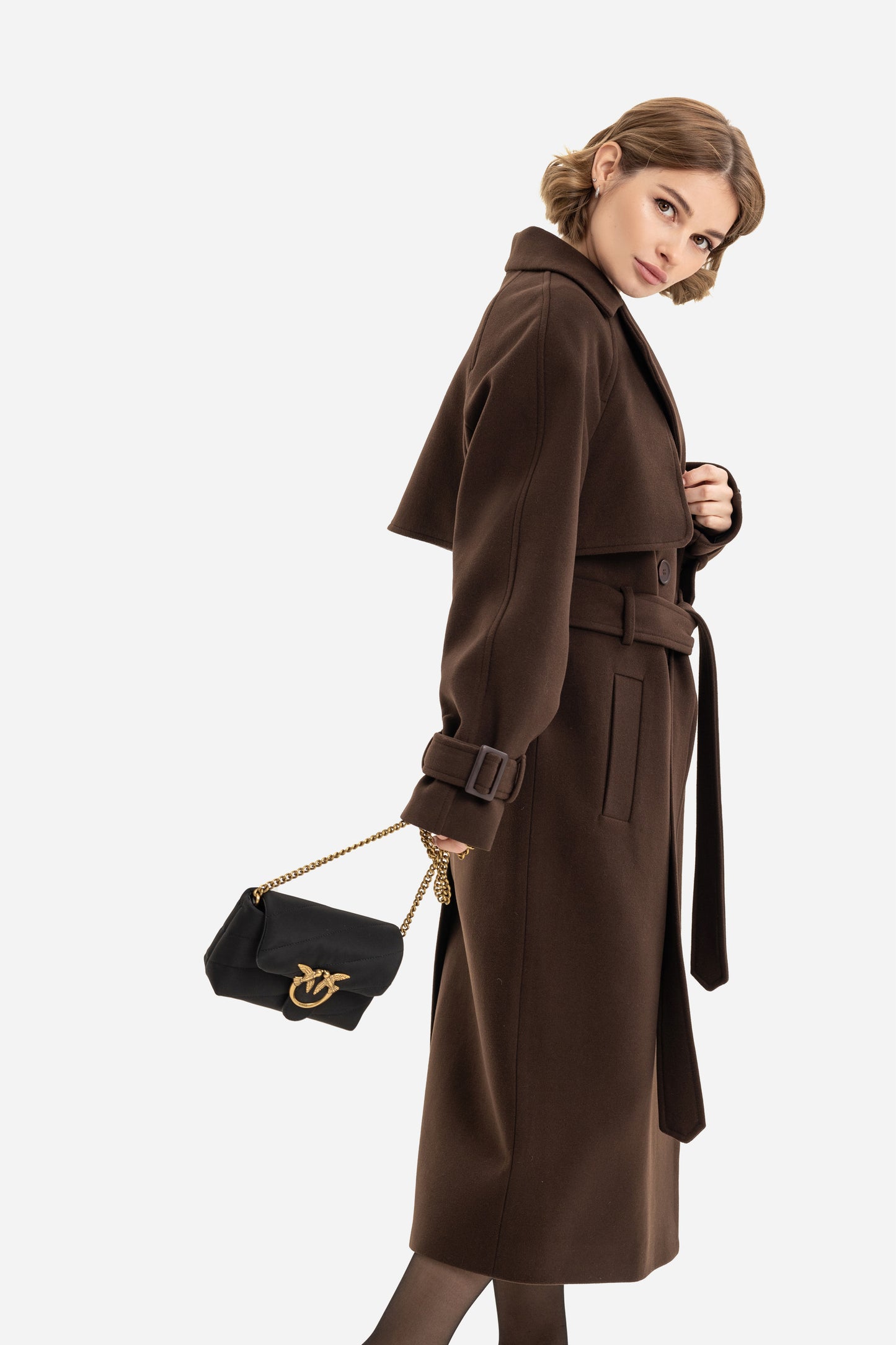 Double-breasted solid coat