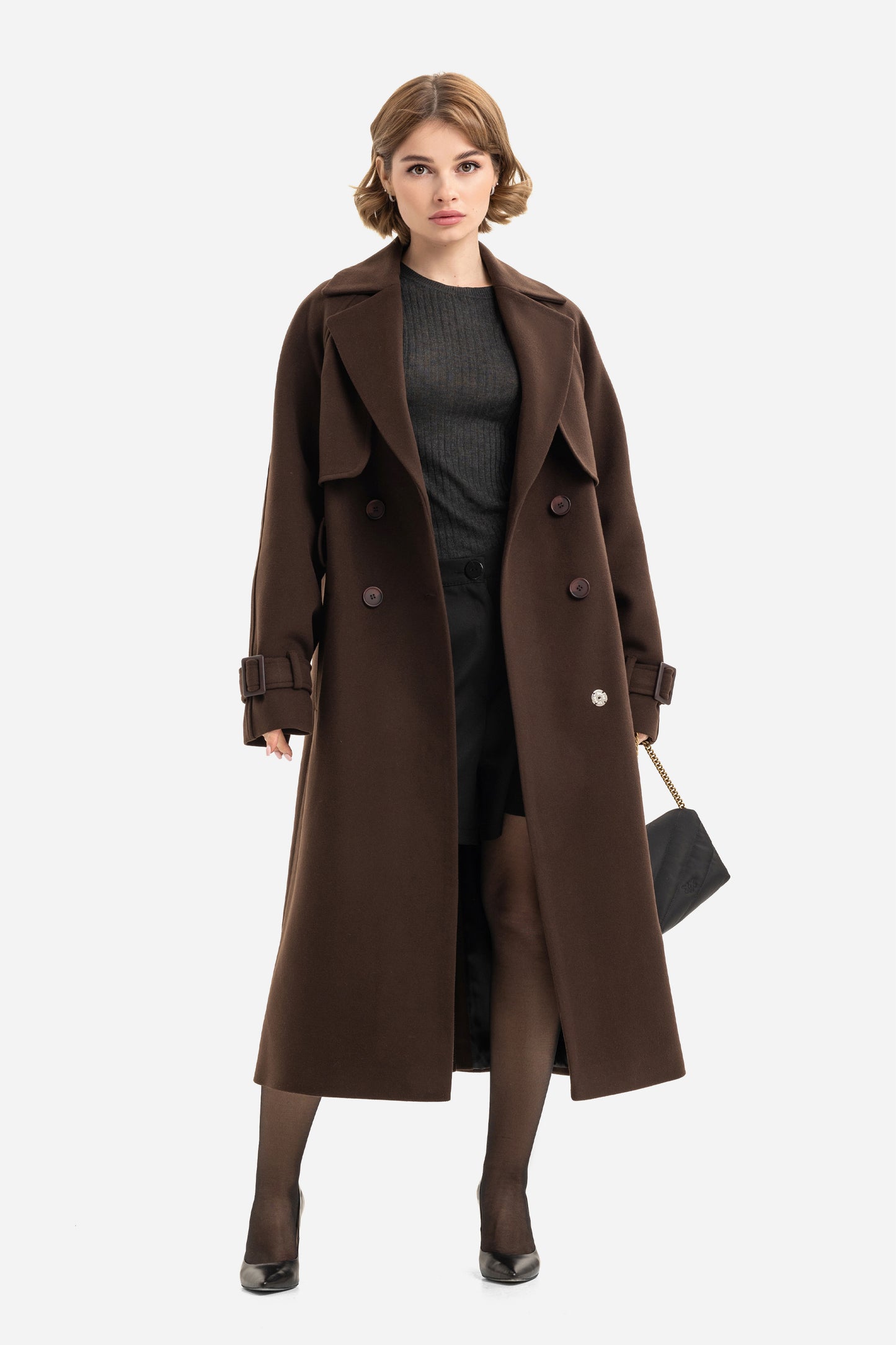 Double-breasted solid coat