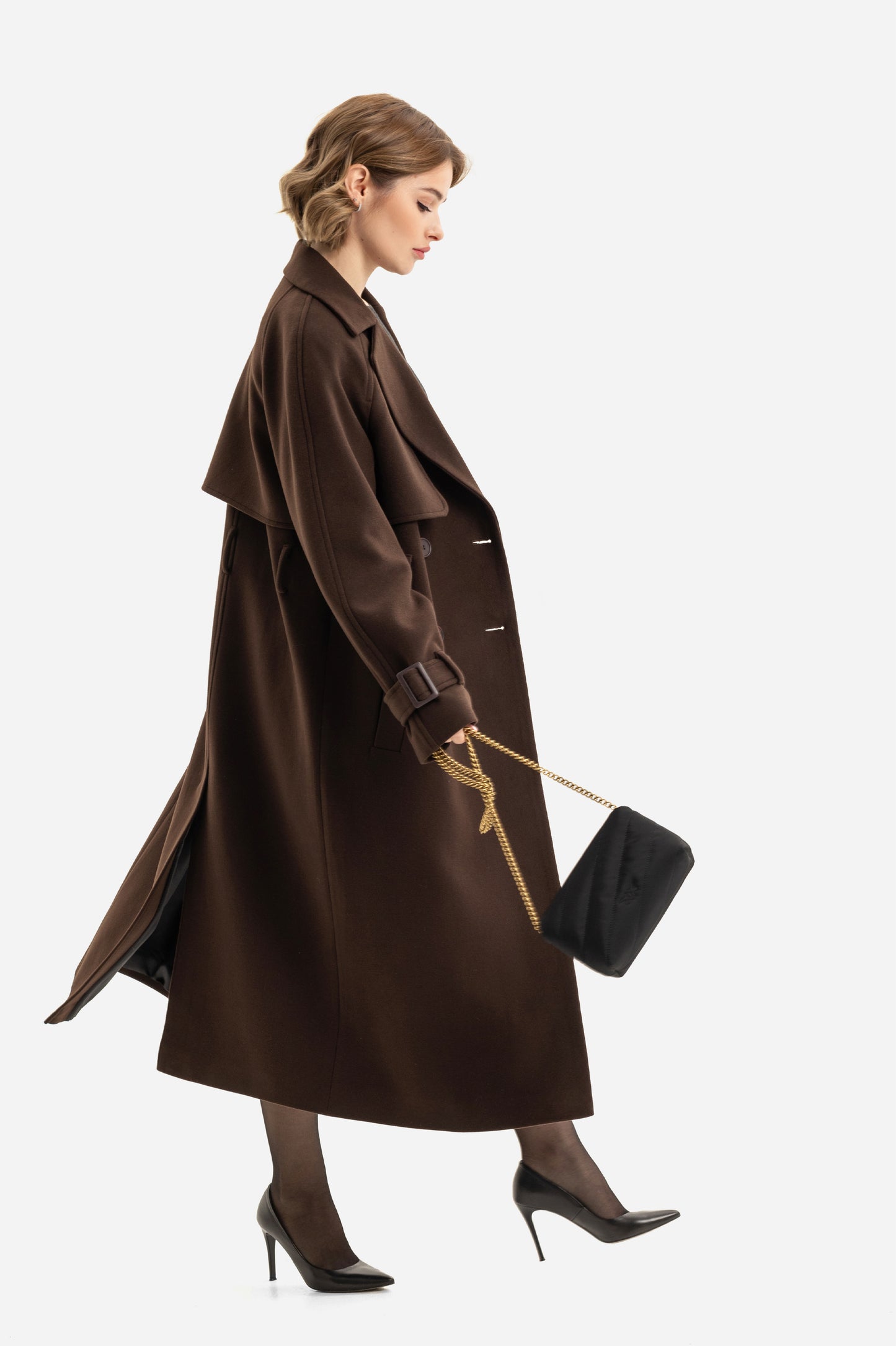 Double-breasted solid coat