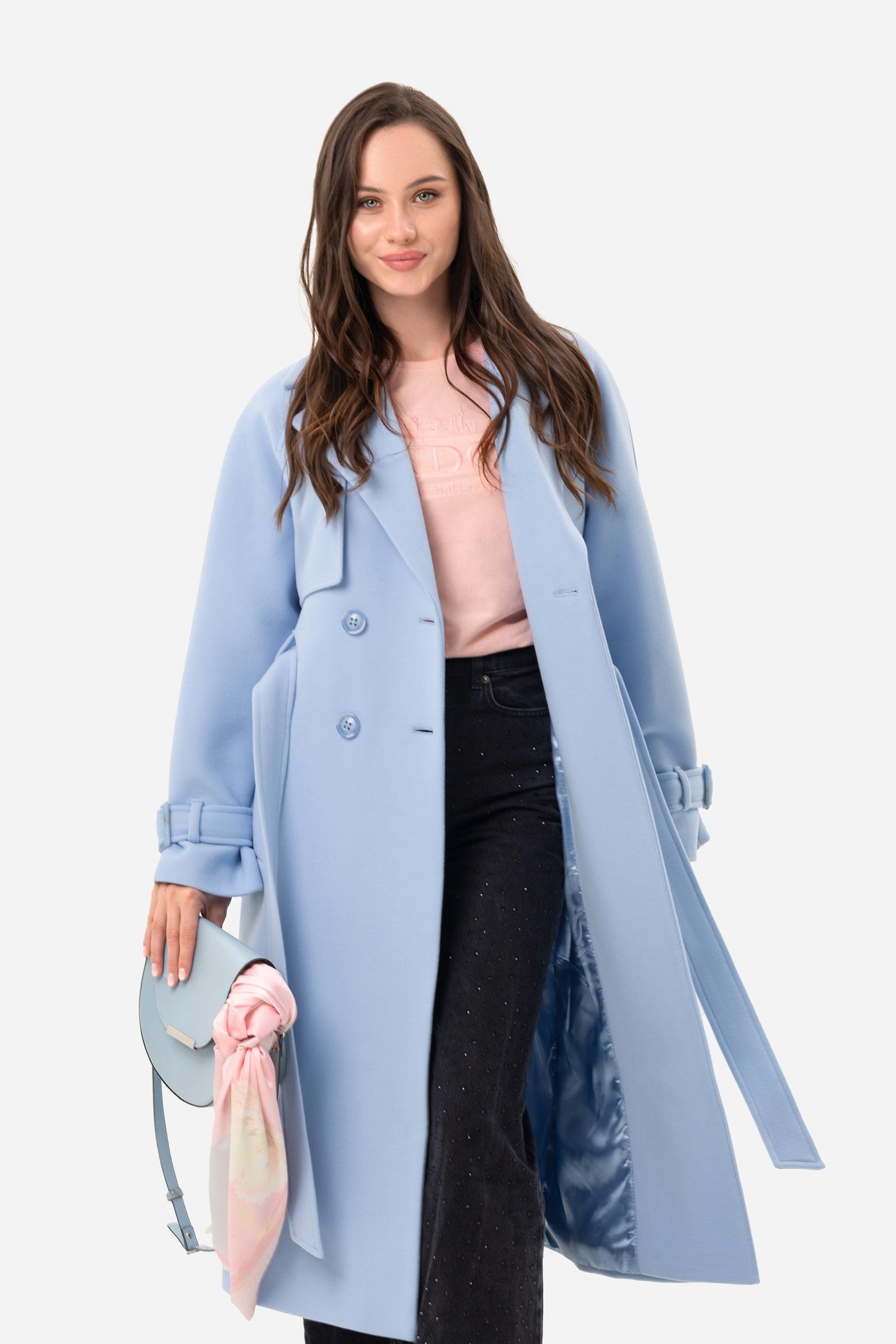 Double-breasted solid coat