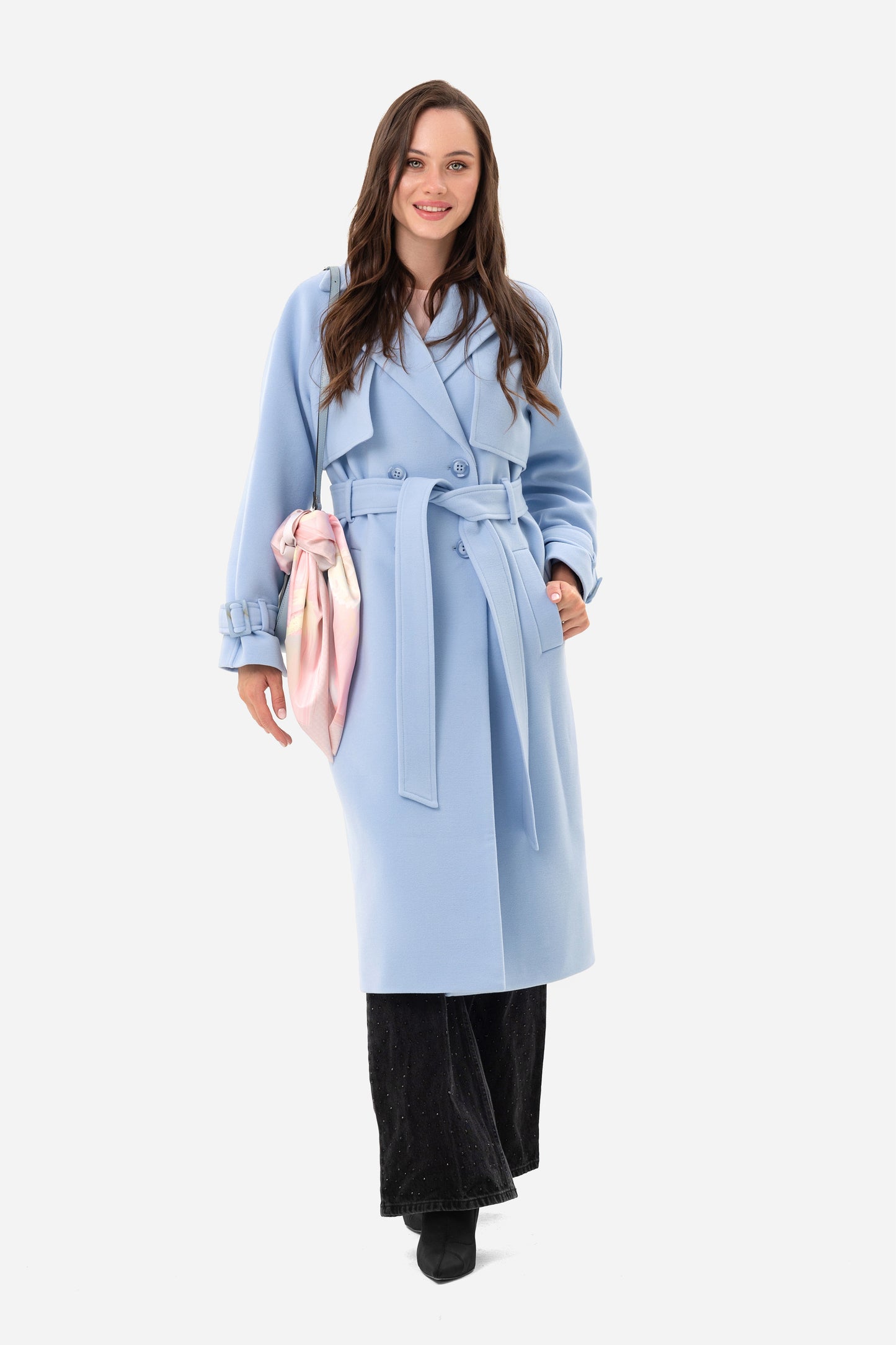 Double-breasted solid coat