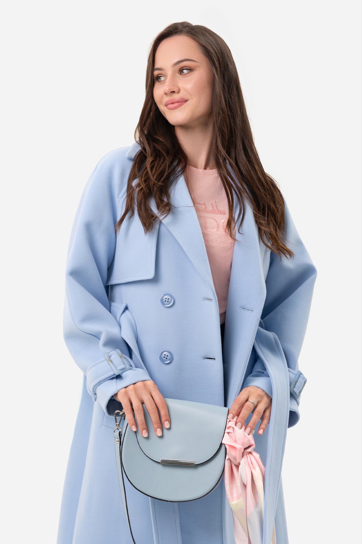 Double-breasted solid coat