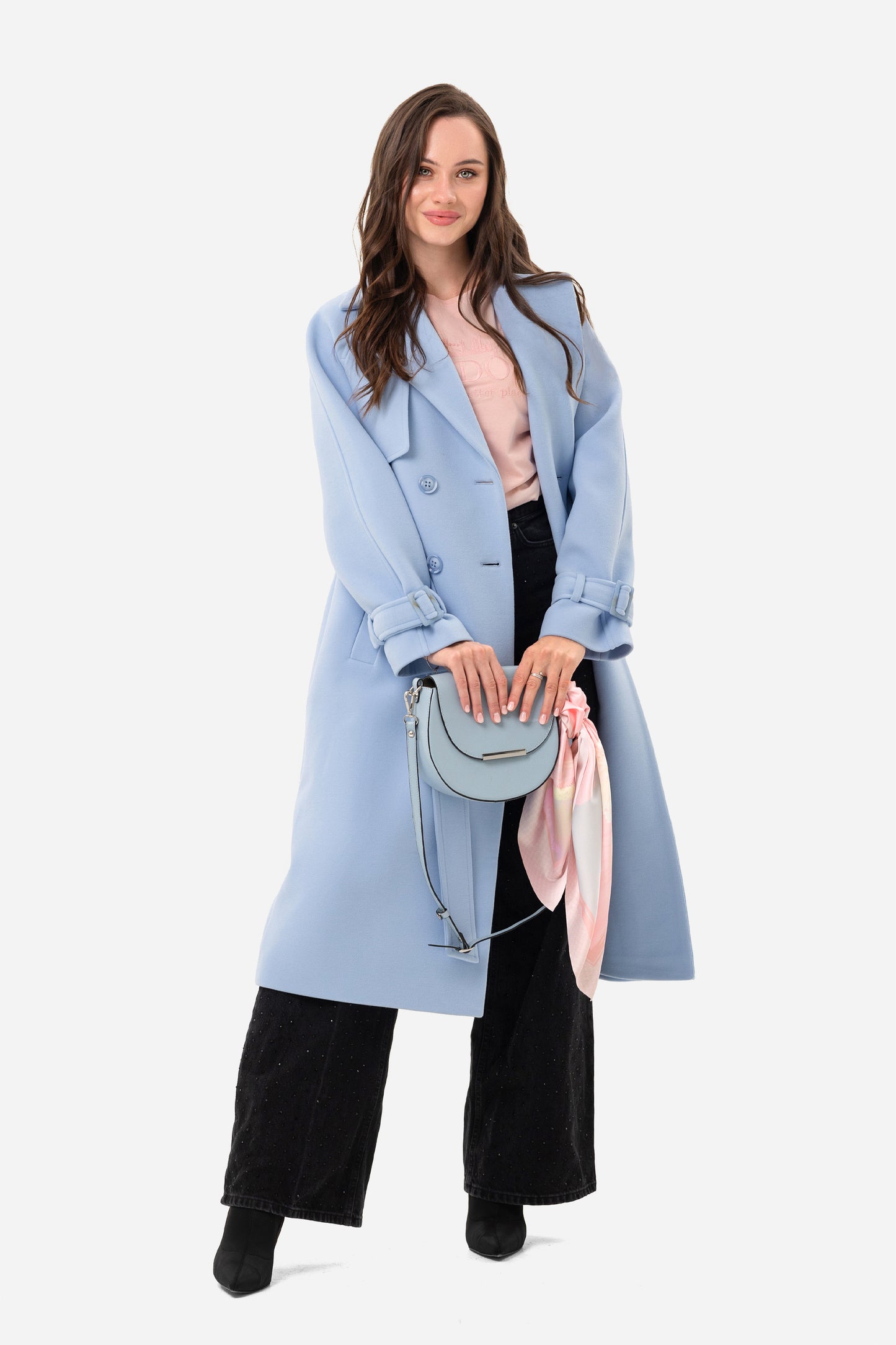 Double-breasted solid coat