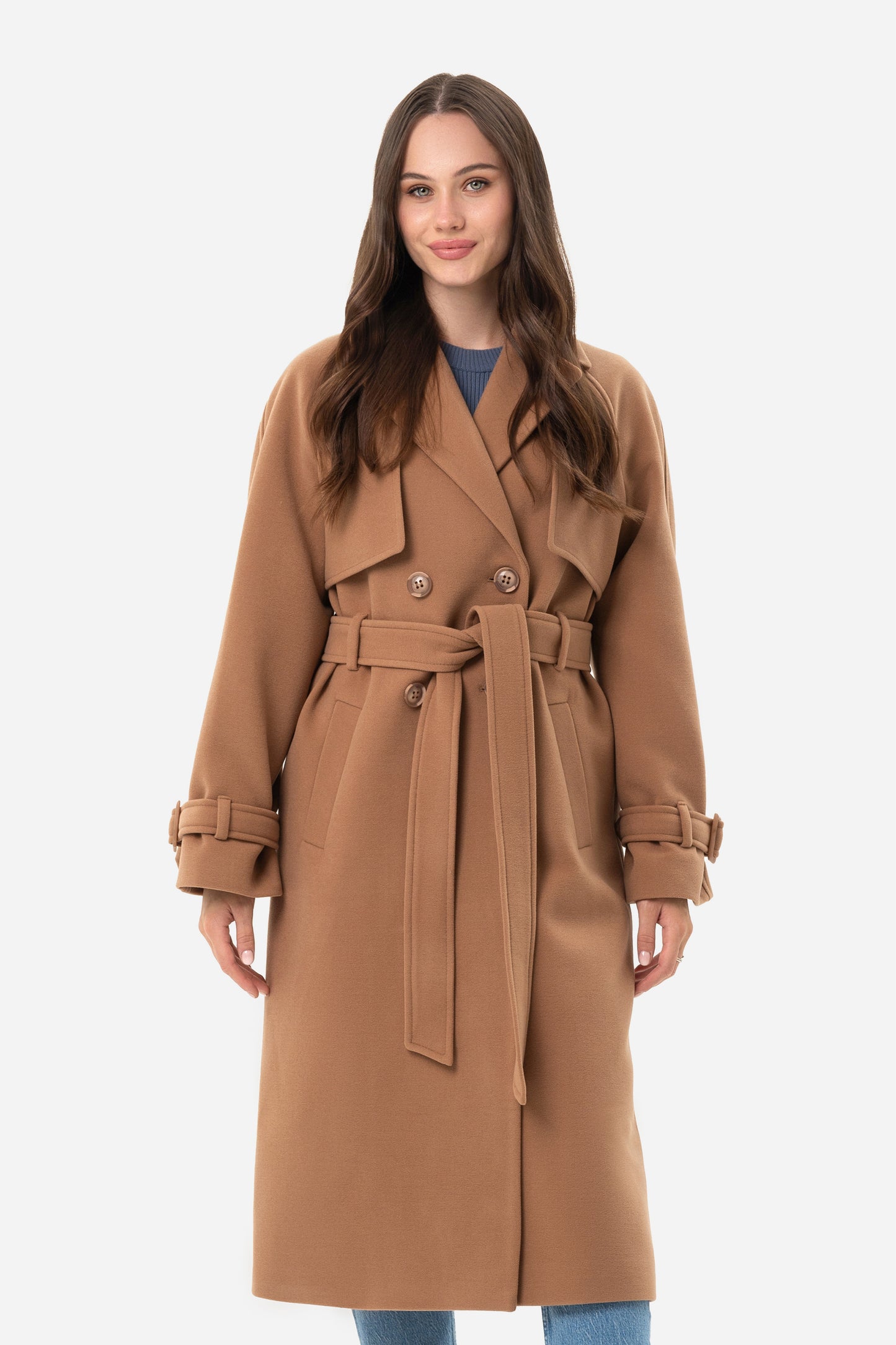 Double-breasted solid coat