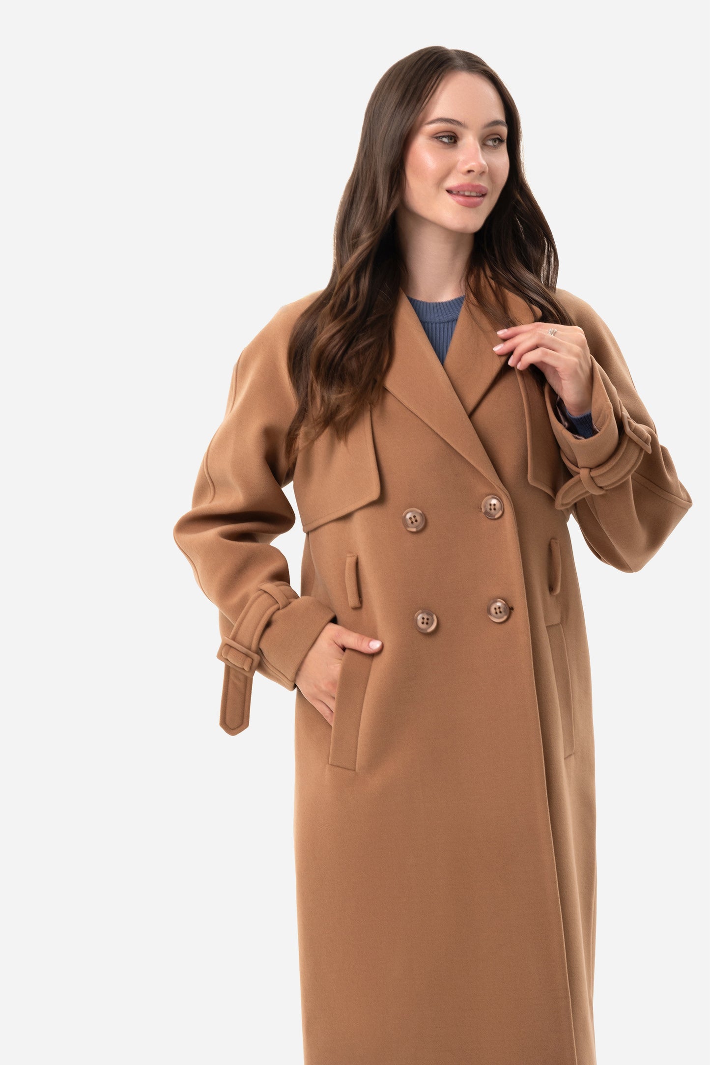 Double-breasted solid coat