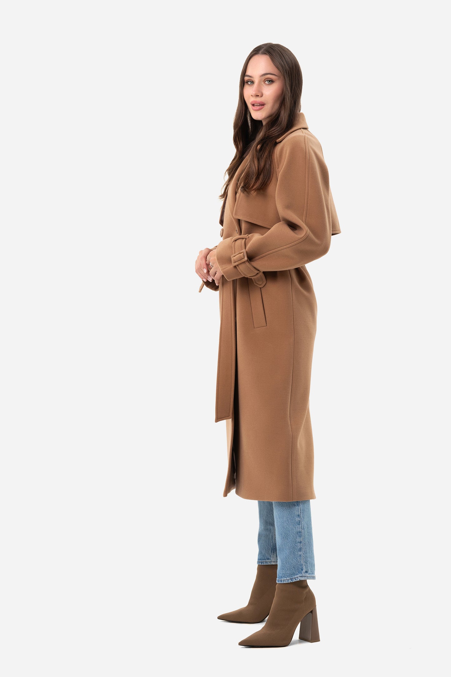 Double-breasted solid coat