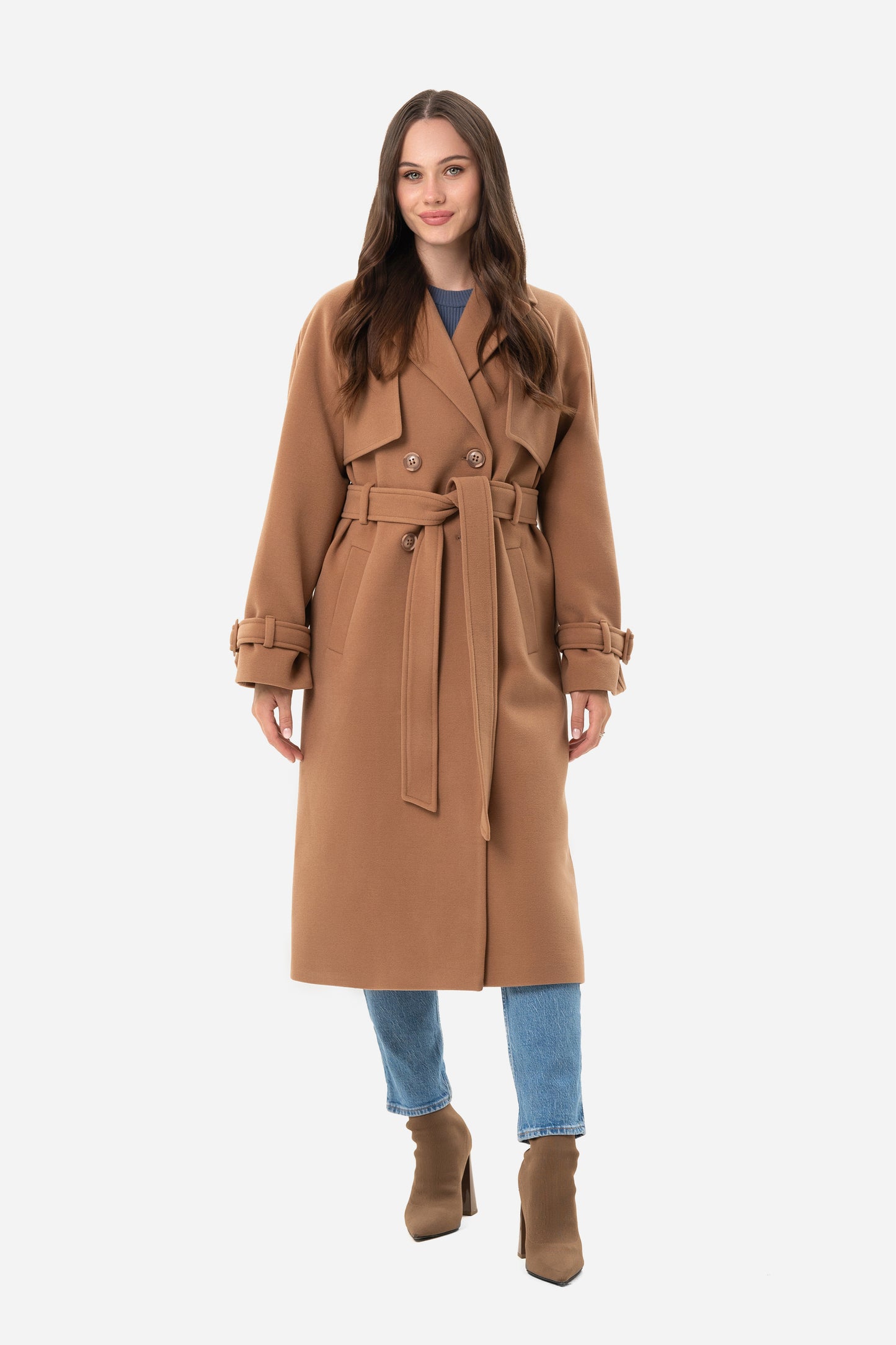 Double-breasted solid coat