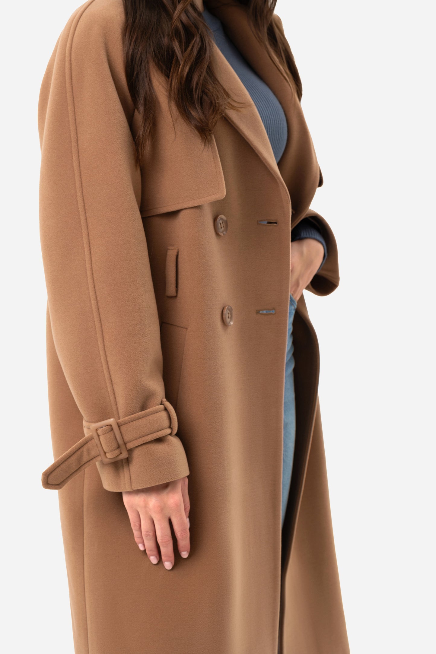 Double-breasted solid coat