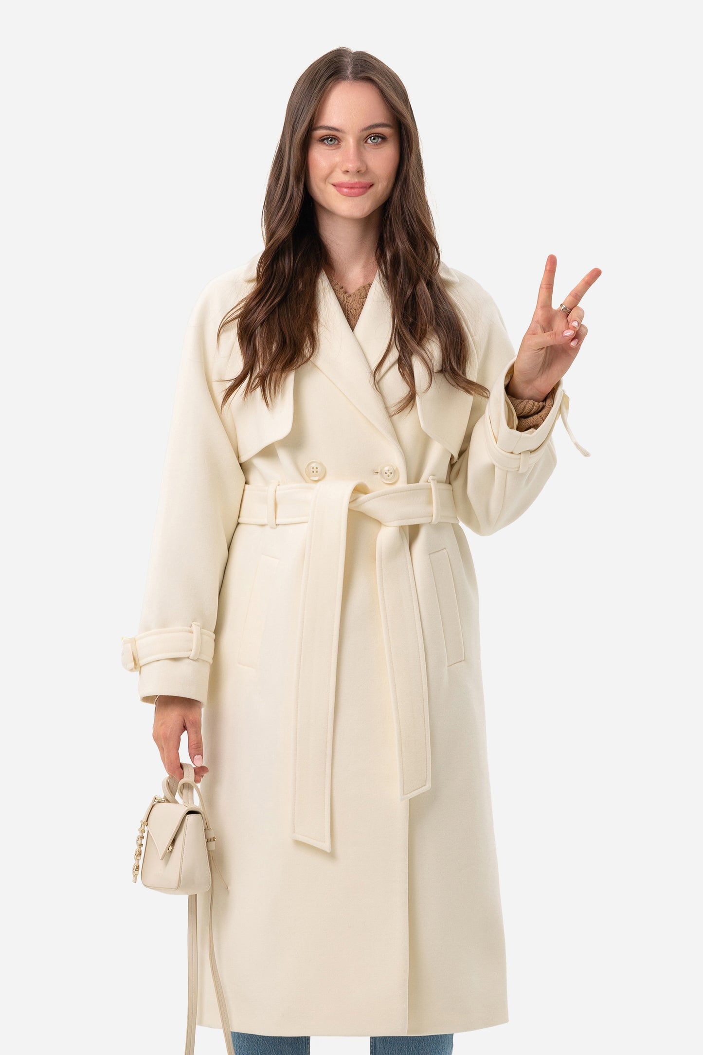 Double-breasted solid coat