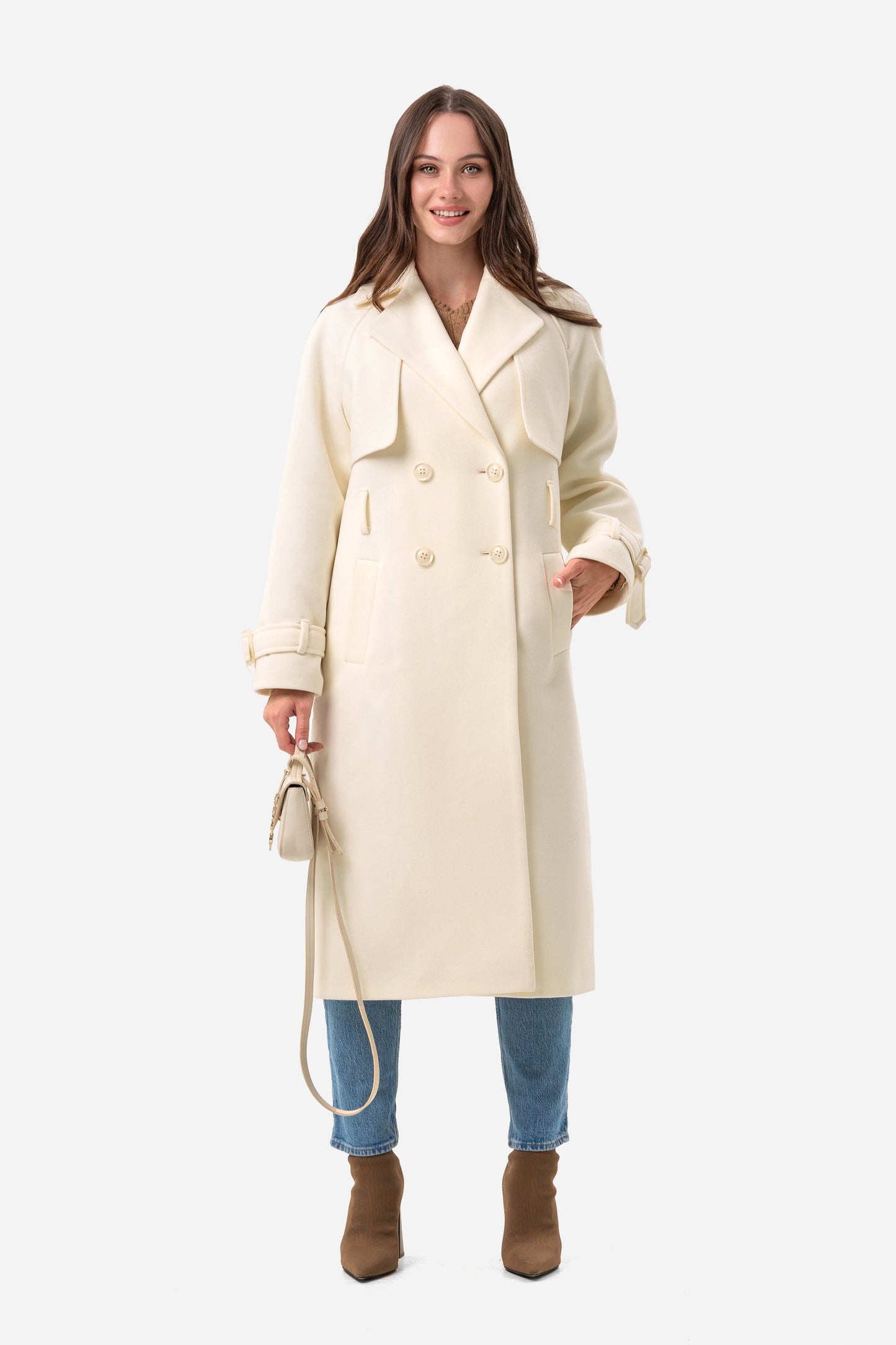 Double-breasted solid coat