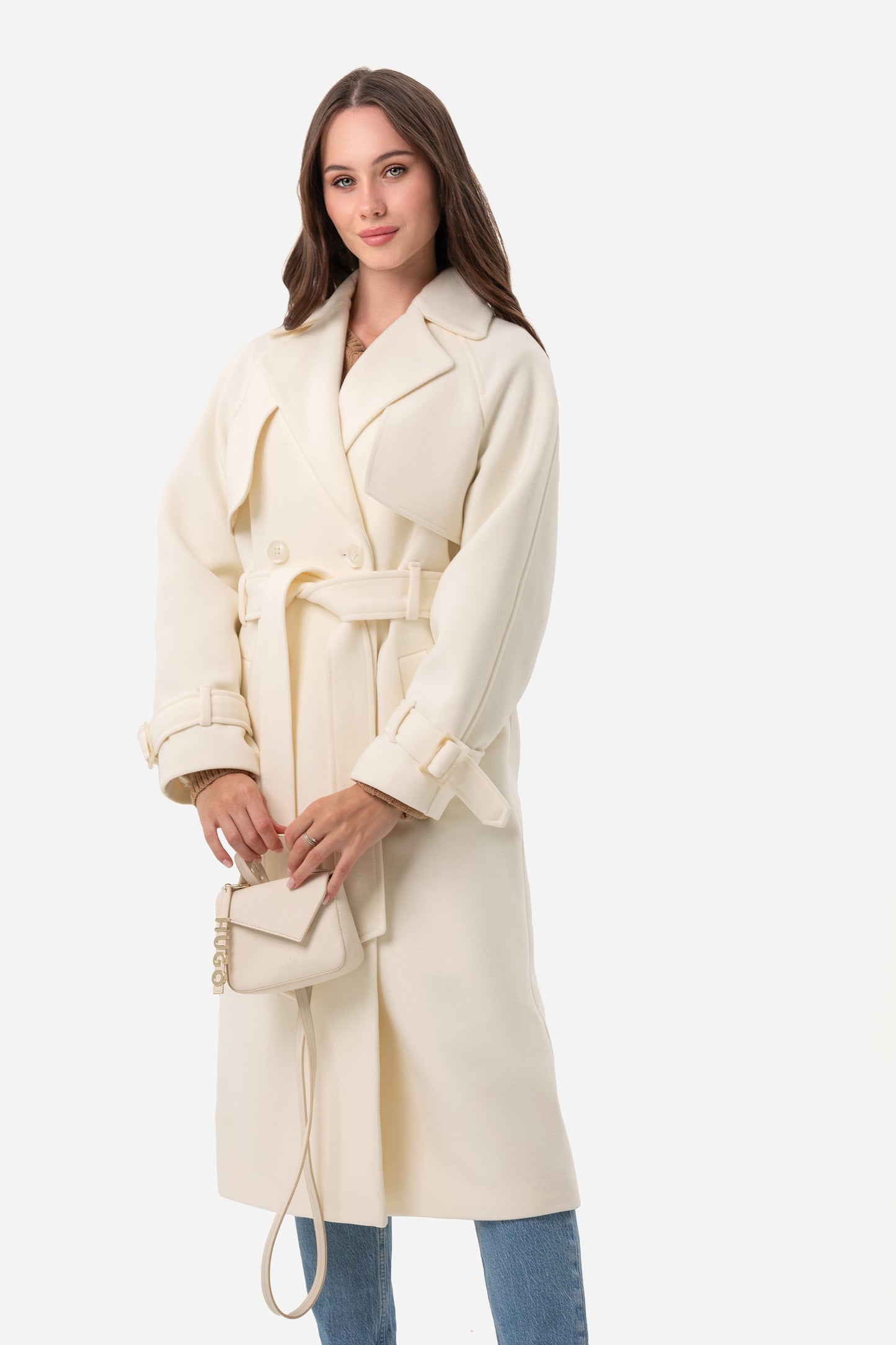 Double-breasted solid coat