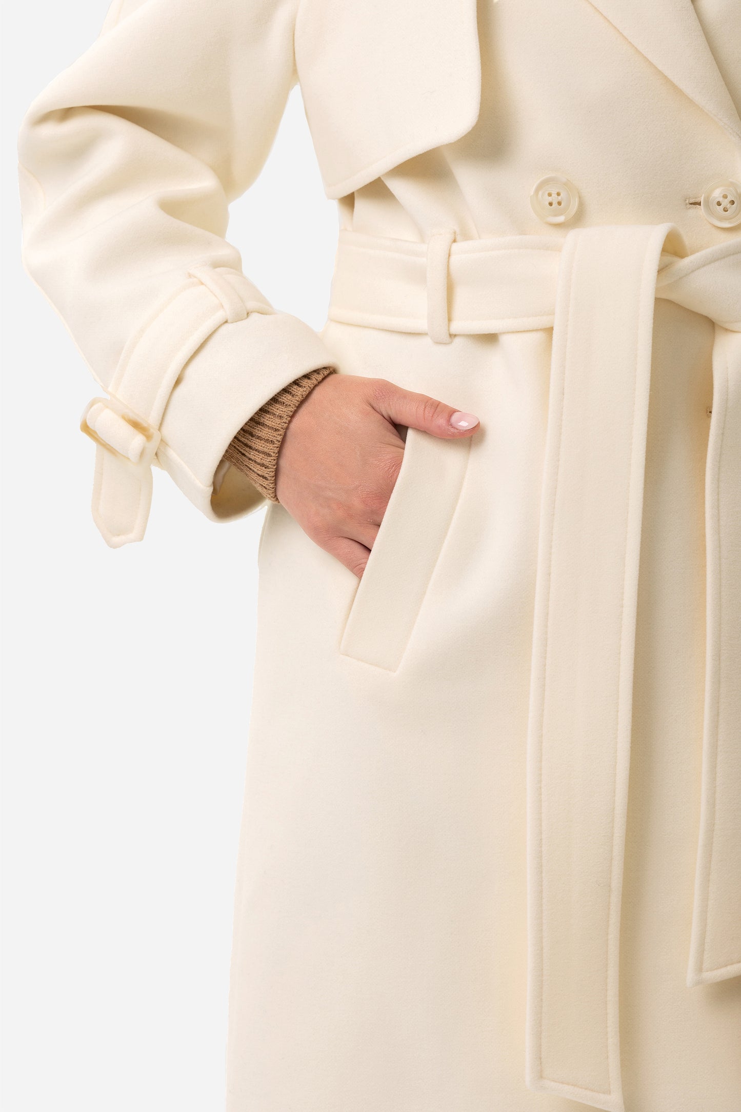 Double-breasted solid coat