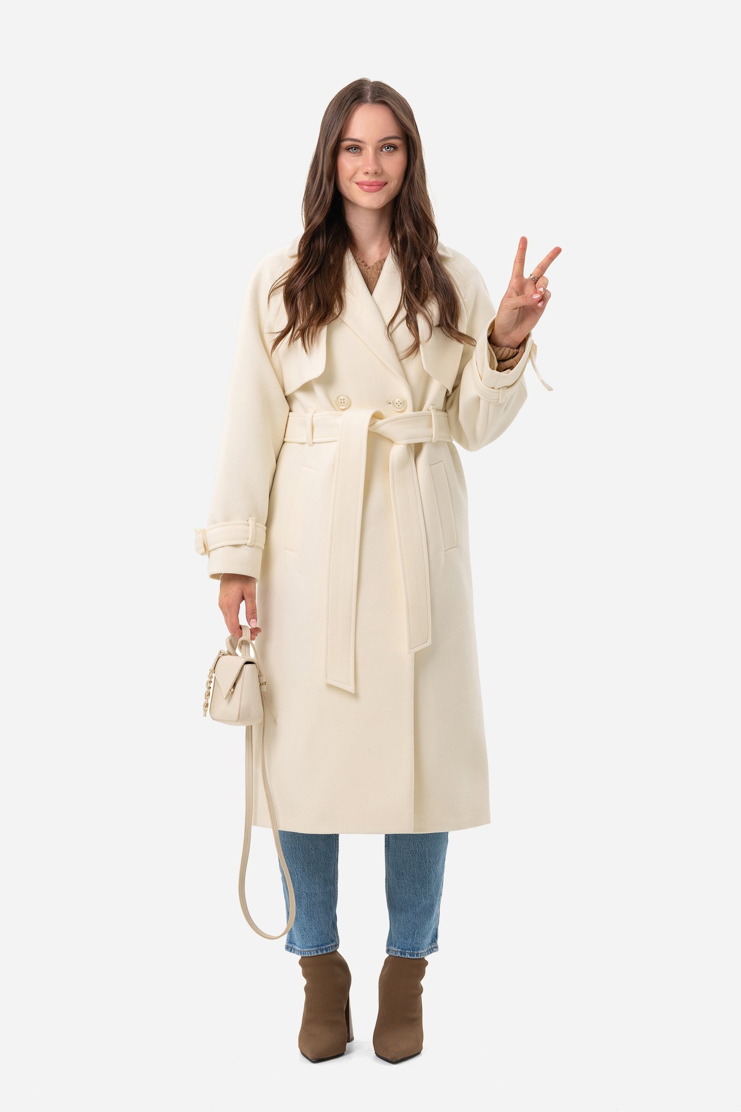 Double-breasted solid coat