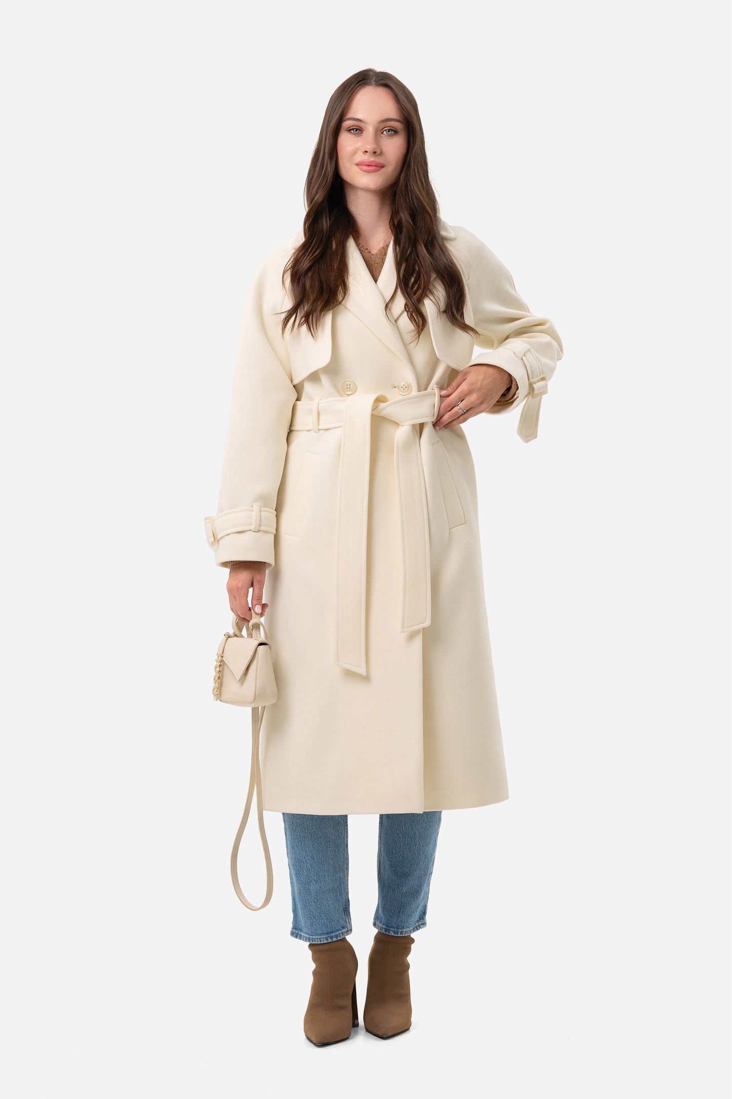 Double-breasted solid coat