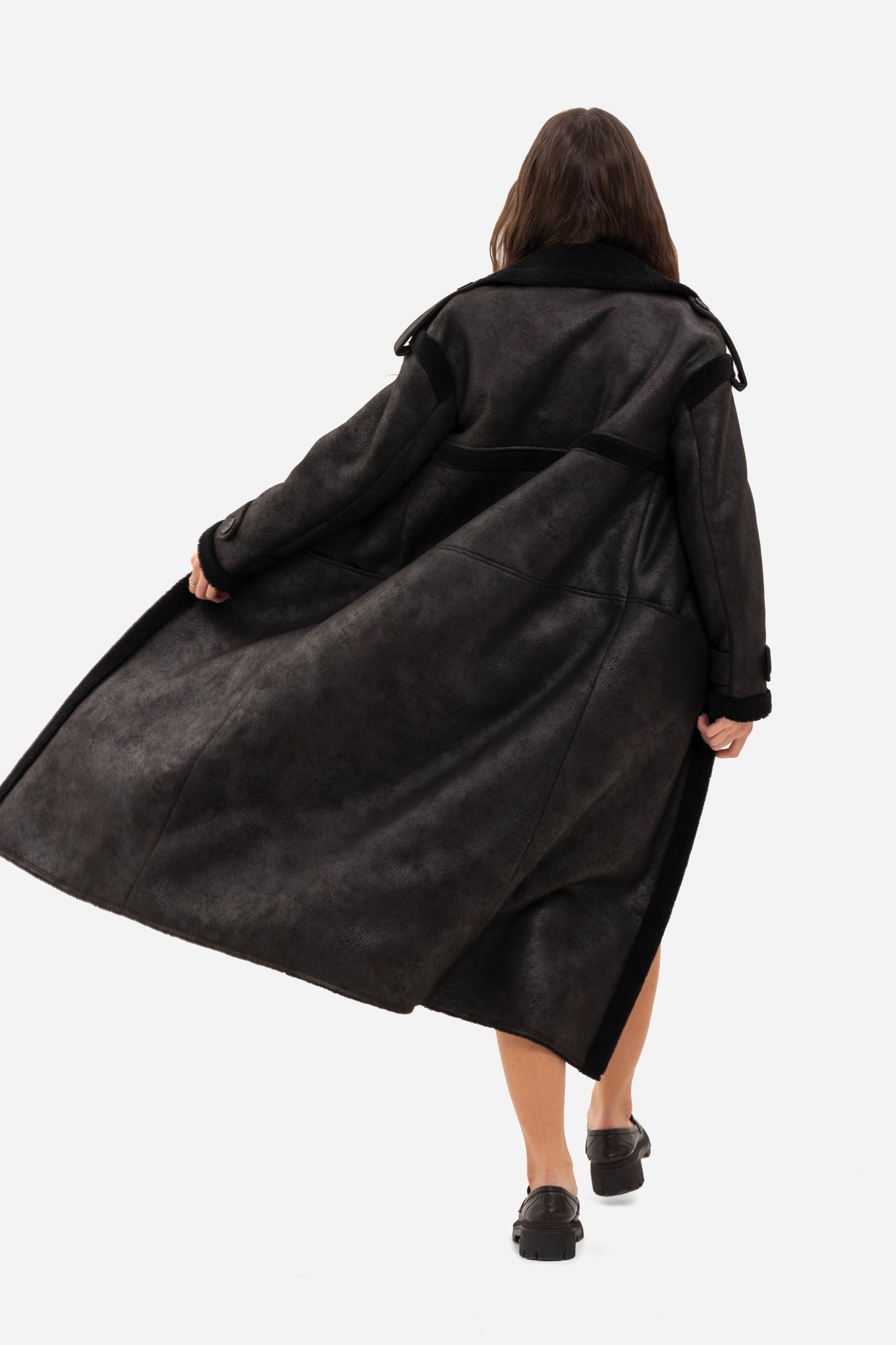 Women's long shearling coat