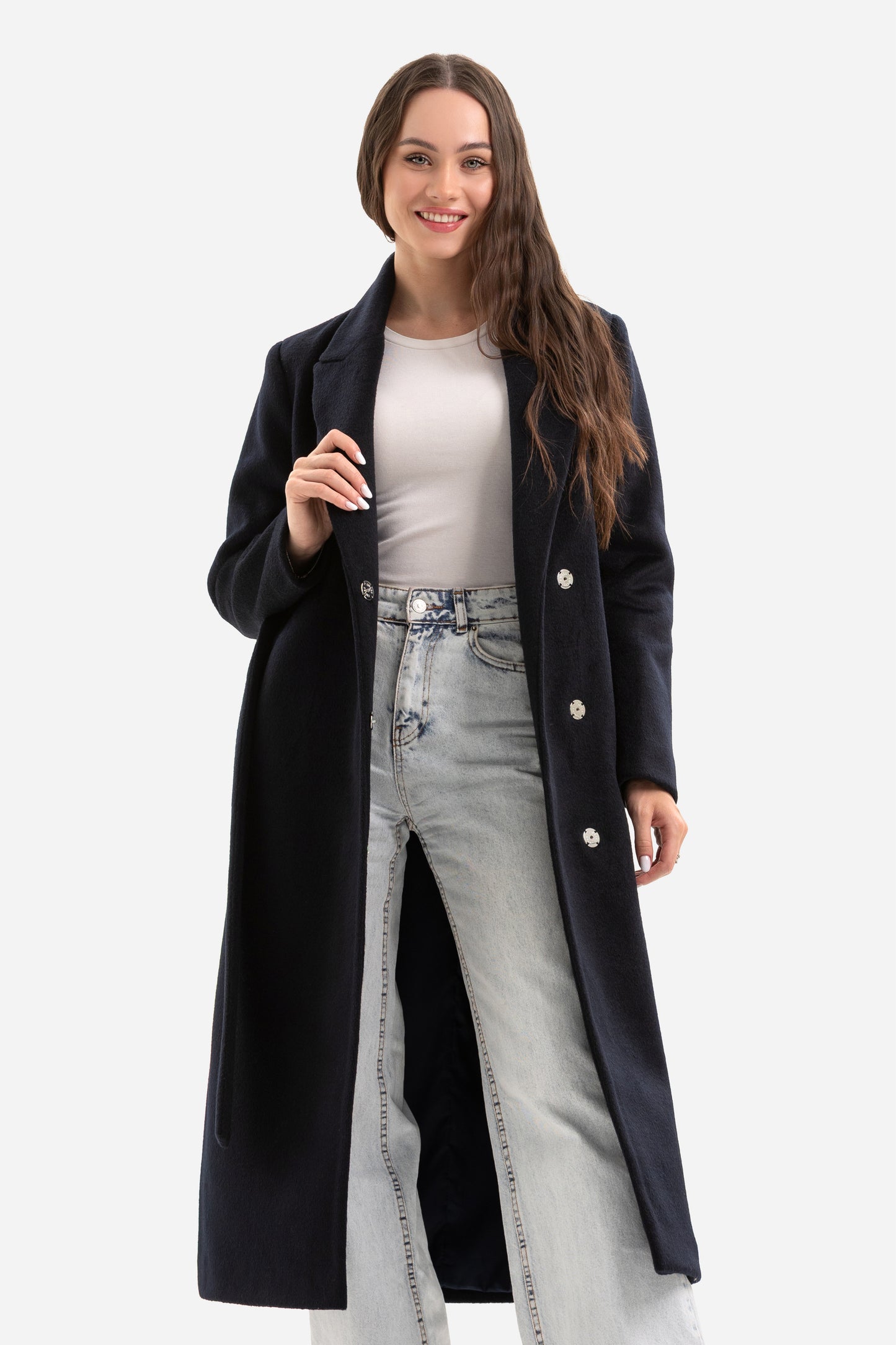 Women's coat with side slits