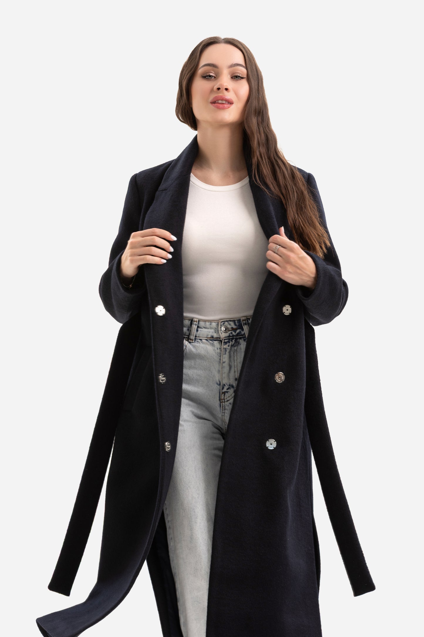 Women's coat with side slits